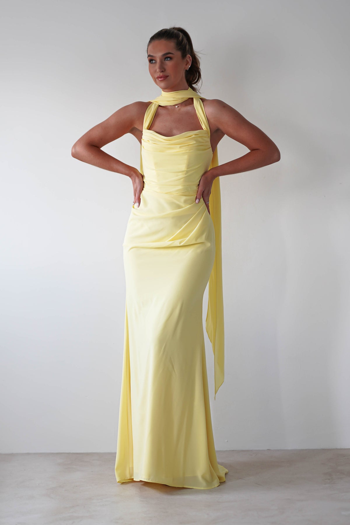 Lisa Multiway Chiffon Gown | Yellow-Oh Hello Clothing