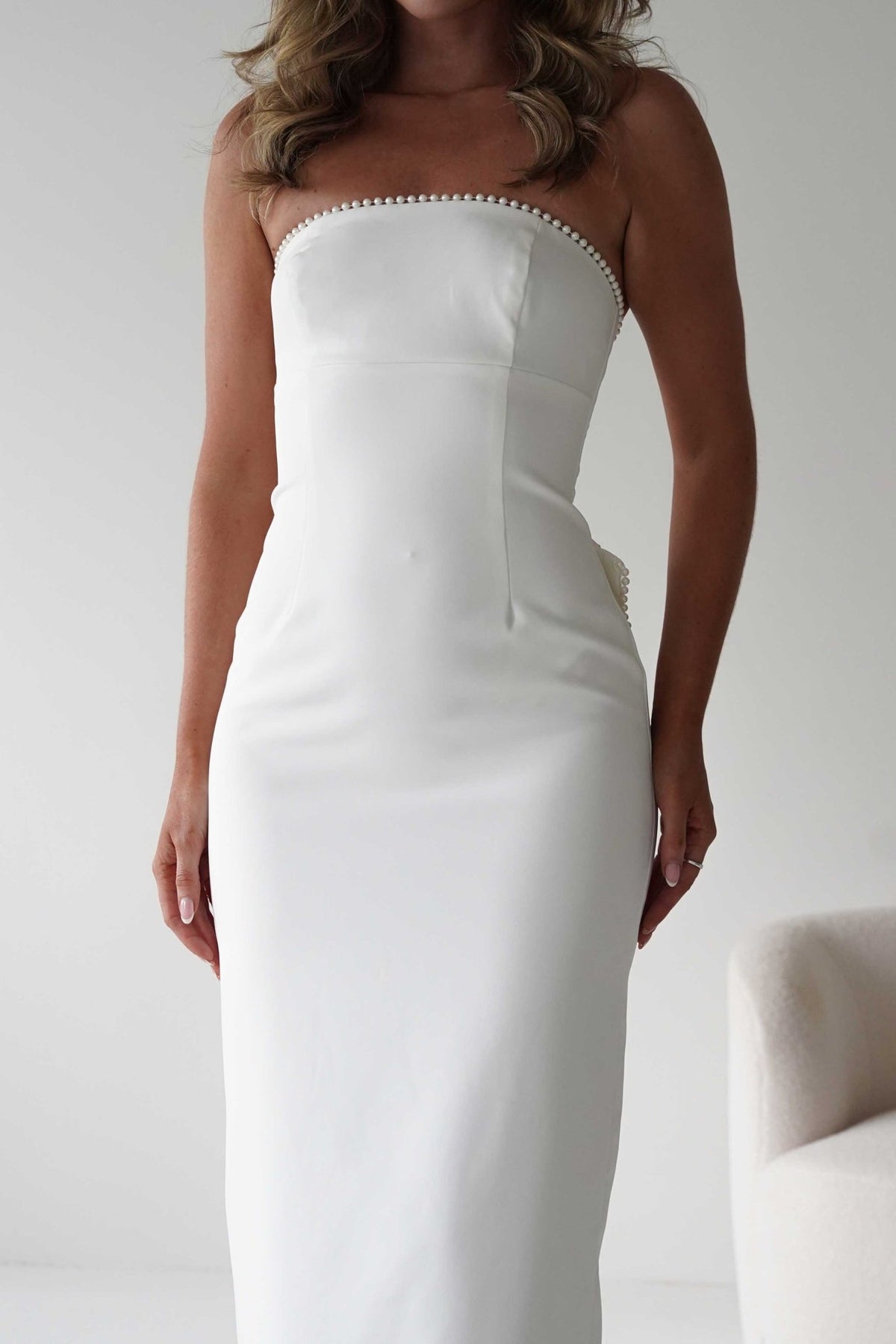 Louisiana Pearl Bow Strapless Dress | White-Oh Hello Clothing