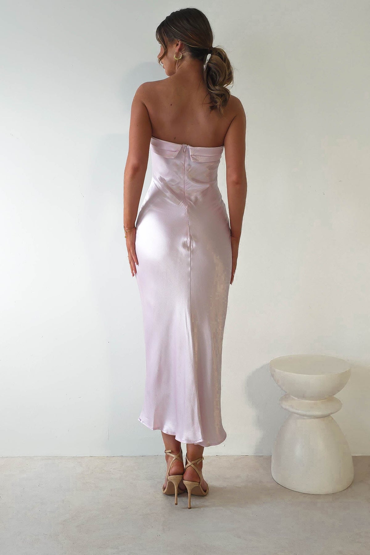 Lucia Soft Satin Slip Midi Dress | Pastel Pink-Oh Hello Clothing