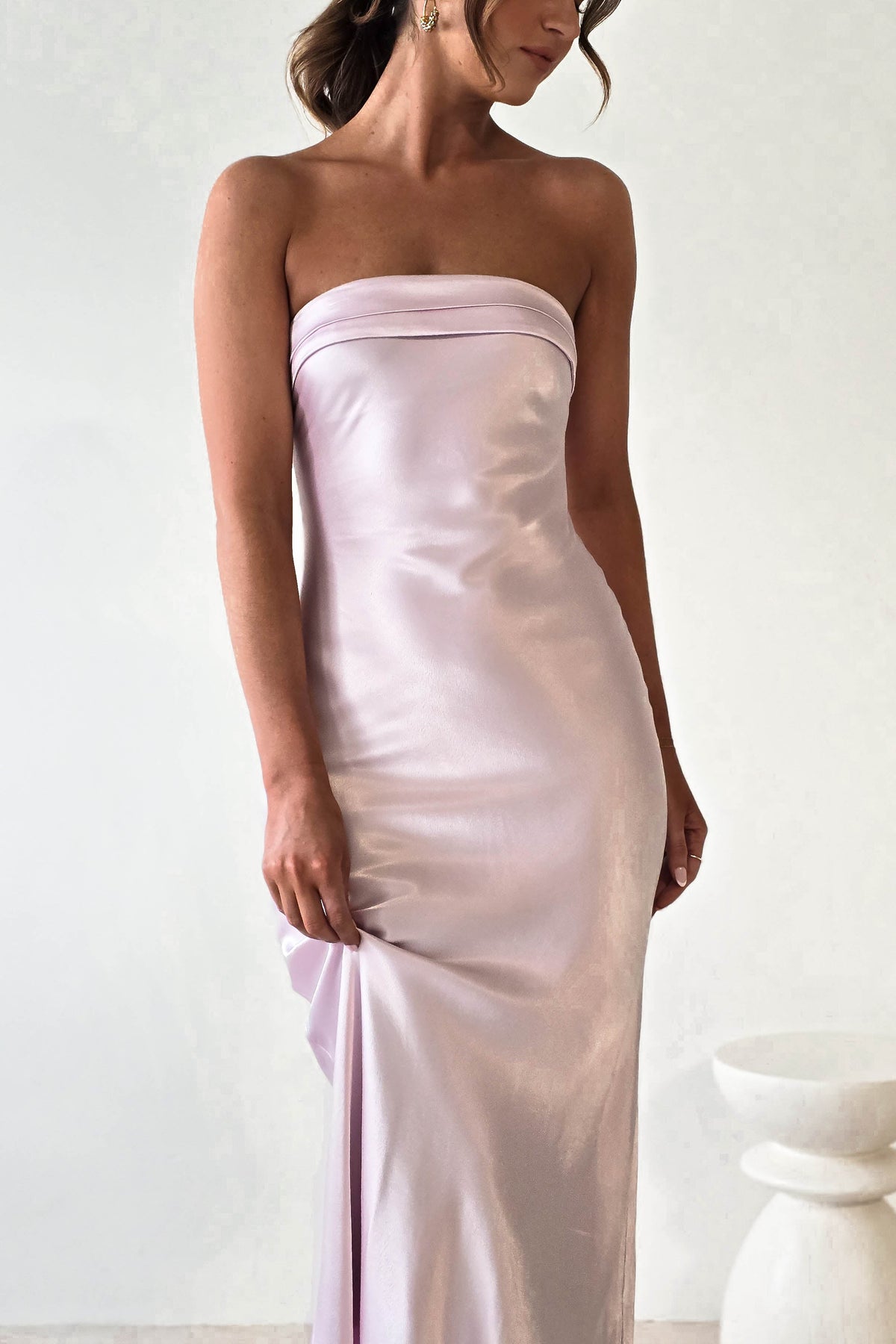 Lucia Soft Satin Slip Midi Dress | Pastel Pink-Oh Hello Clothing