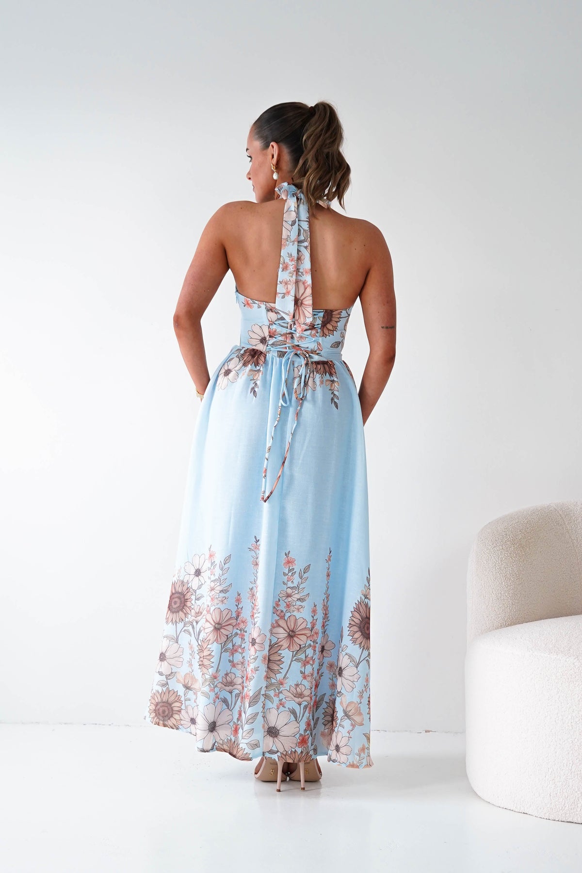 Lucinda Floral Halternack Maxi Dress | Blue-Oh Hello Clothing