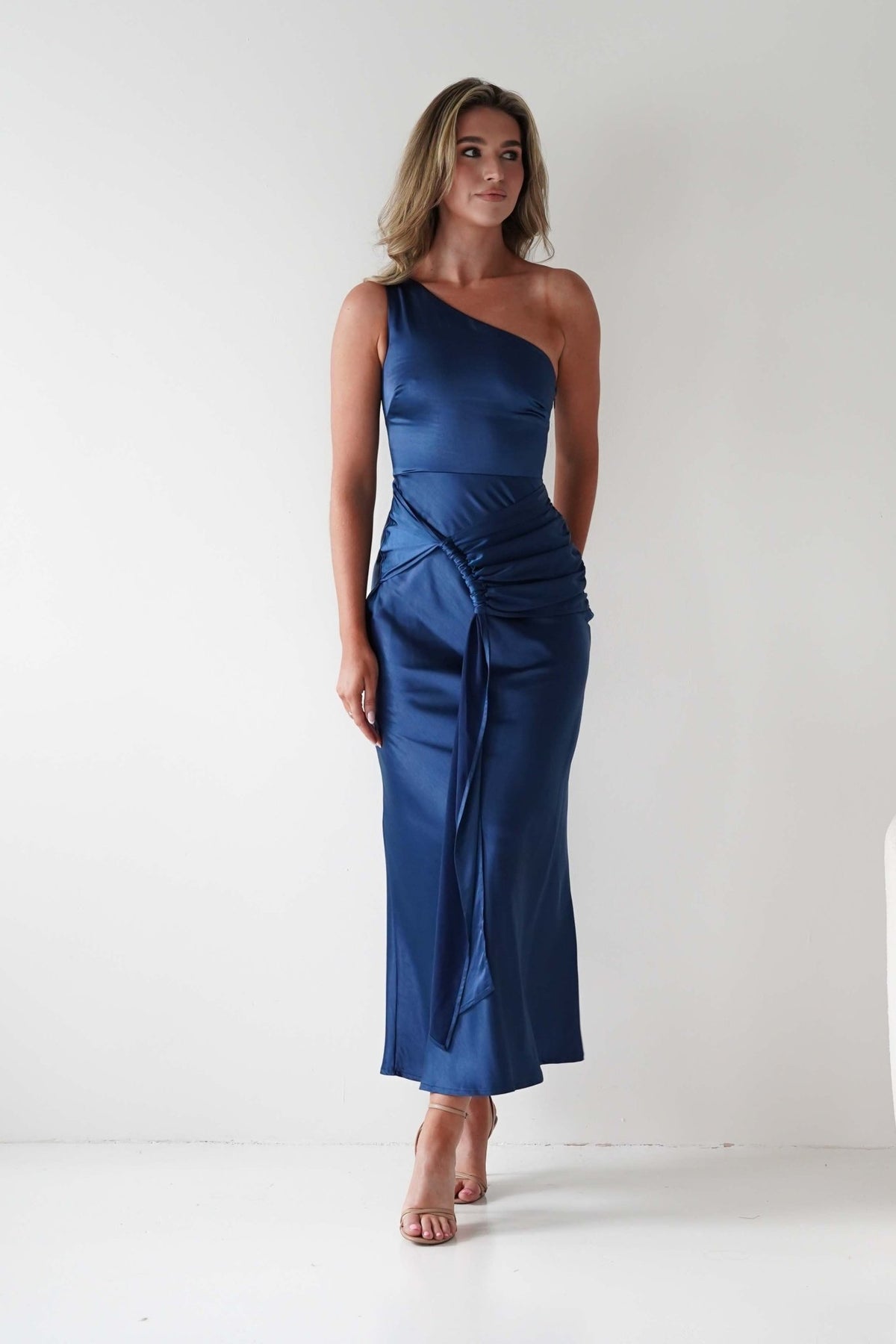 Lutana Soft Satin Maxi Dress | Dark Blue-Oh Hello Clothing