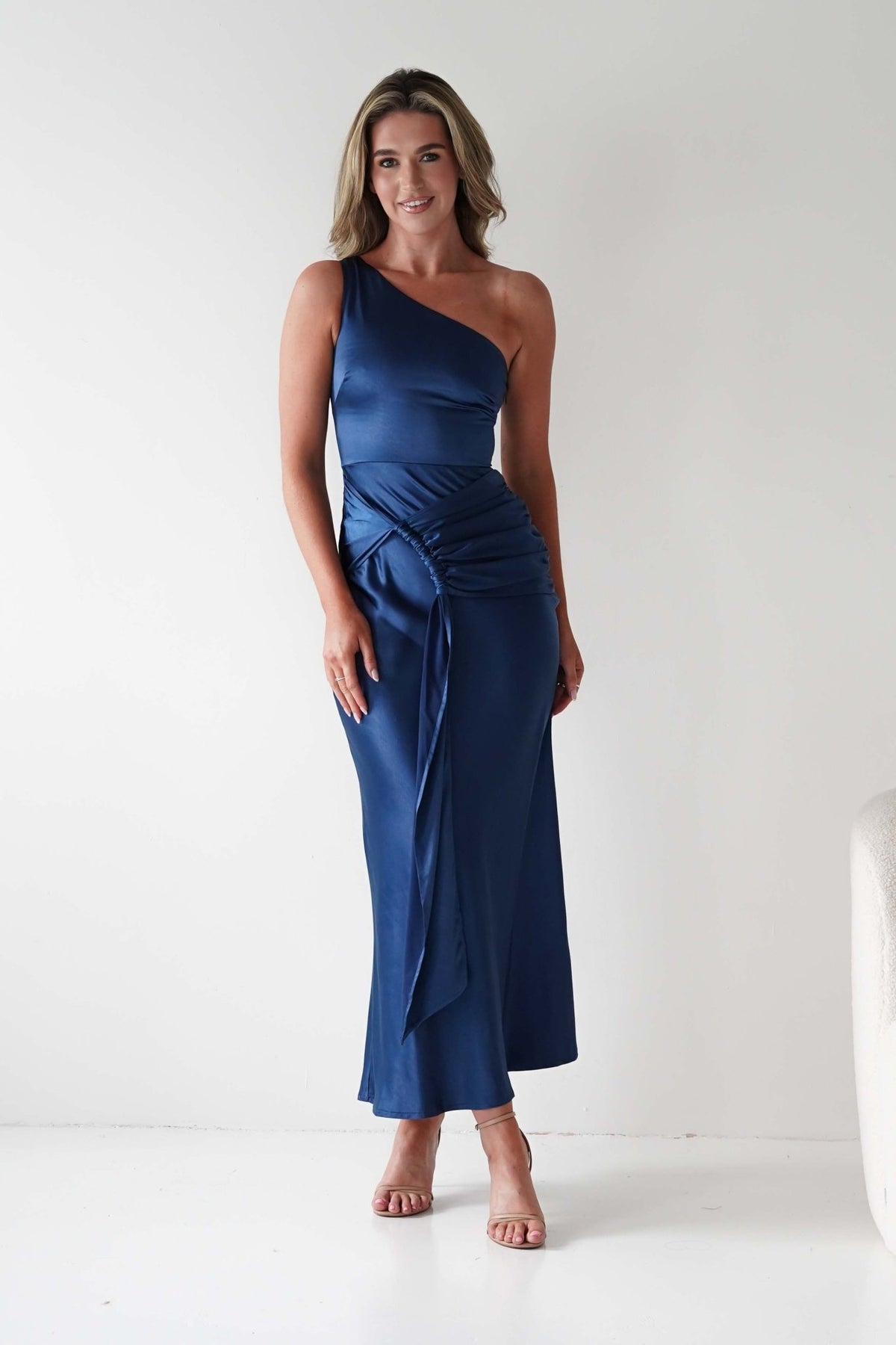 Lutana Soft Satin Maxi Dress | Dark Blue-Oh Hello Clothing