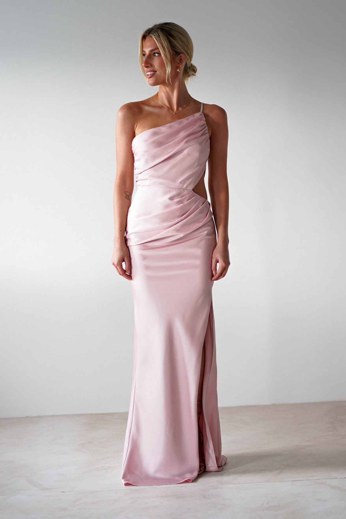 Lyra Soft Matte Satin Maxi Dress | Blush Pink-Oh Hello Clothing