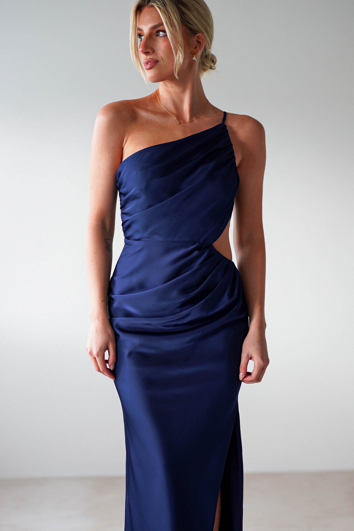 Lyra Soft Matte Satin Maxi Dress | Navy-Oh Hello Clothing