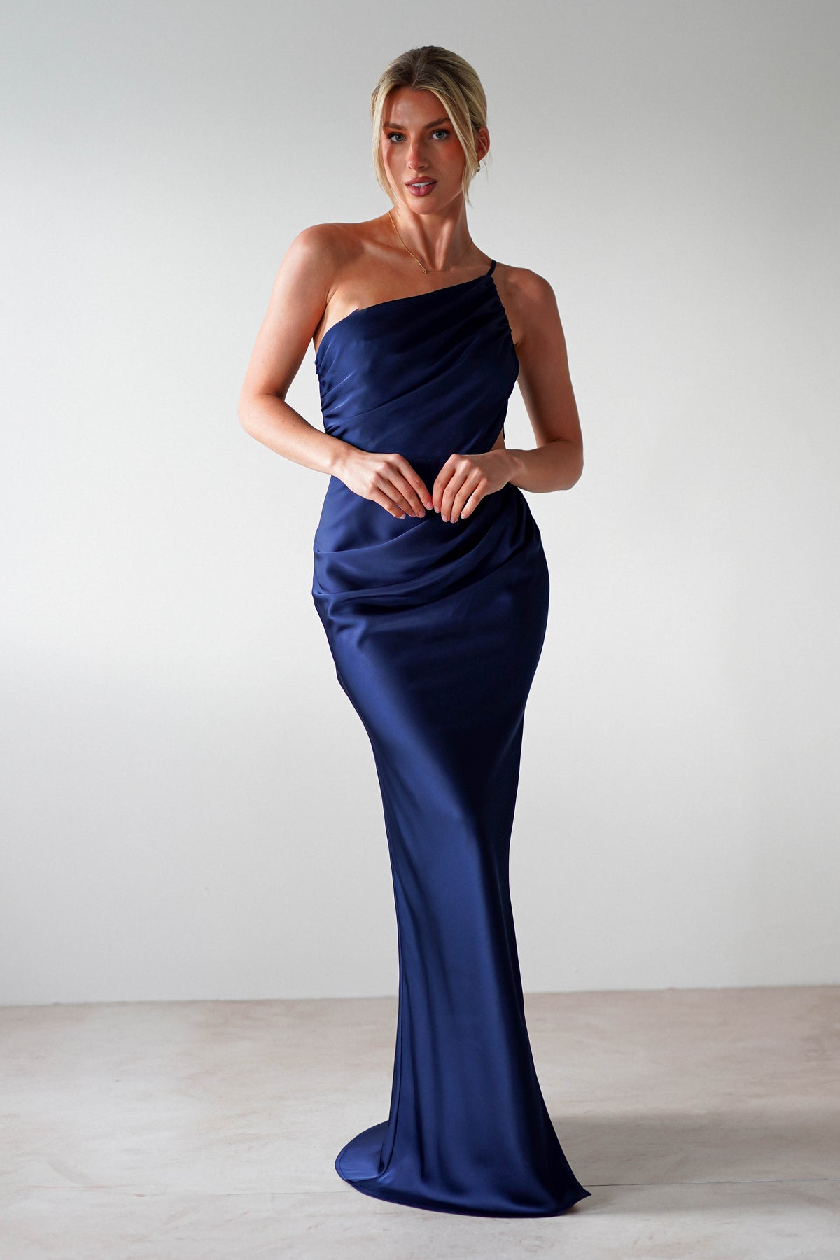 Lyra Soft Matte Satin Maxi Dress | Navy-Oh Hello Clothing