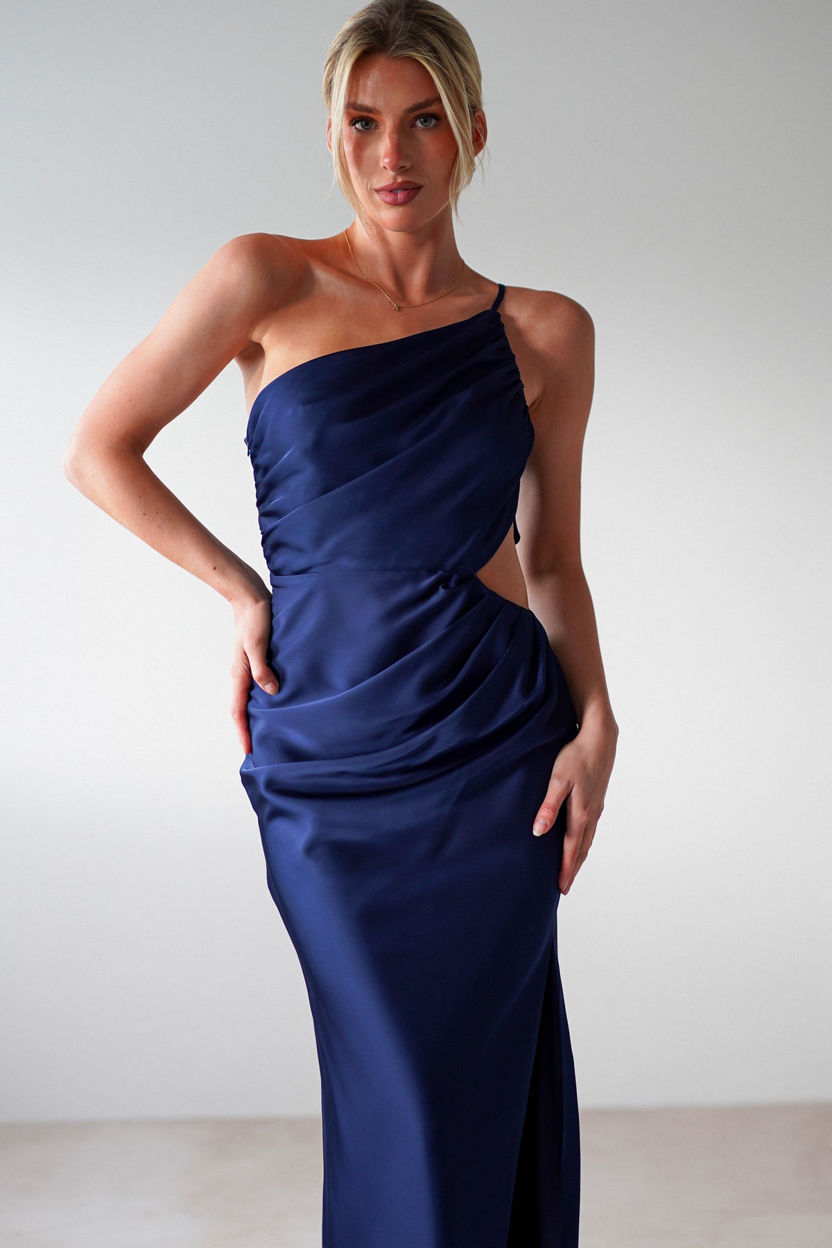 Lyra Soft Matte Satin Maxi Dress | Navy-Oh Hello Clothing