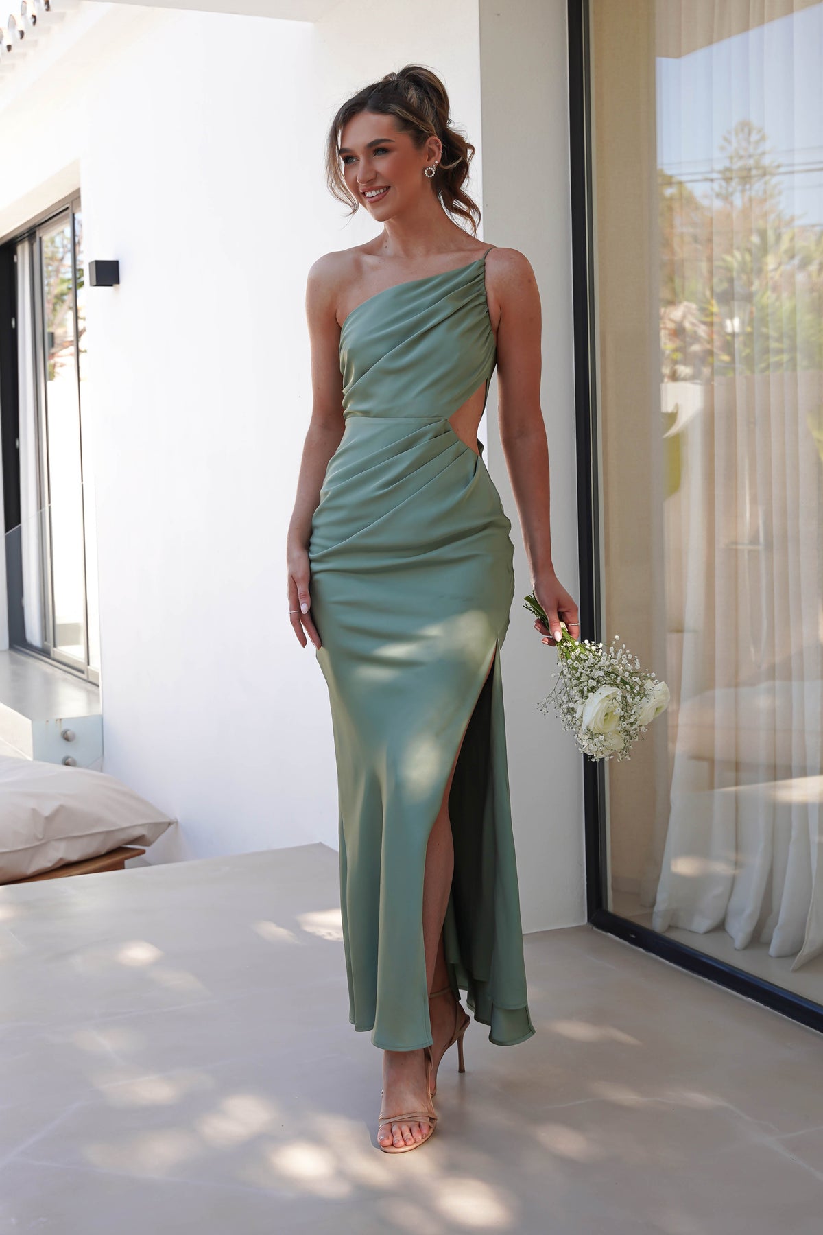 Lyra Soft Matte Satin Maxi Dress | Olive-Oh Hello Clothing