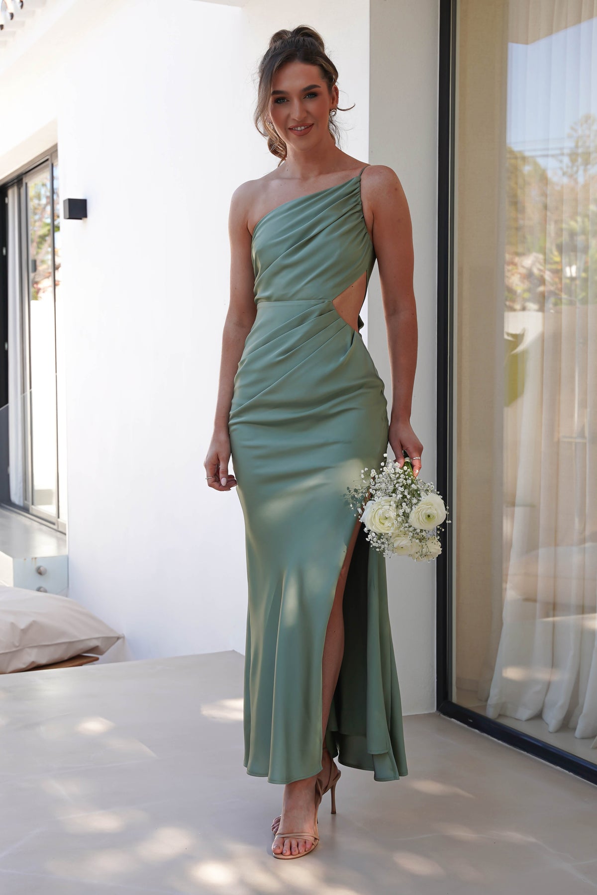 Lyra Soft Matte Satin Maxi Dress | Olive-Oh Hello Clothing
