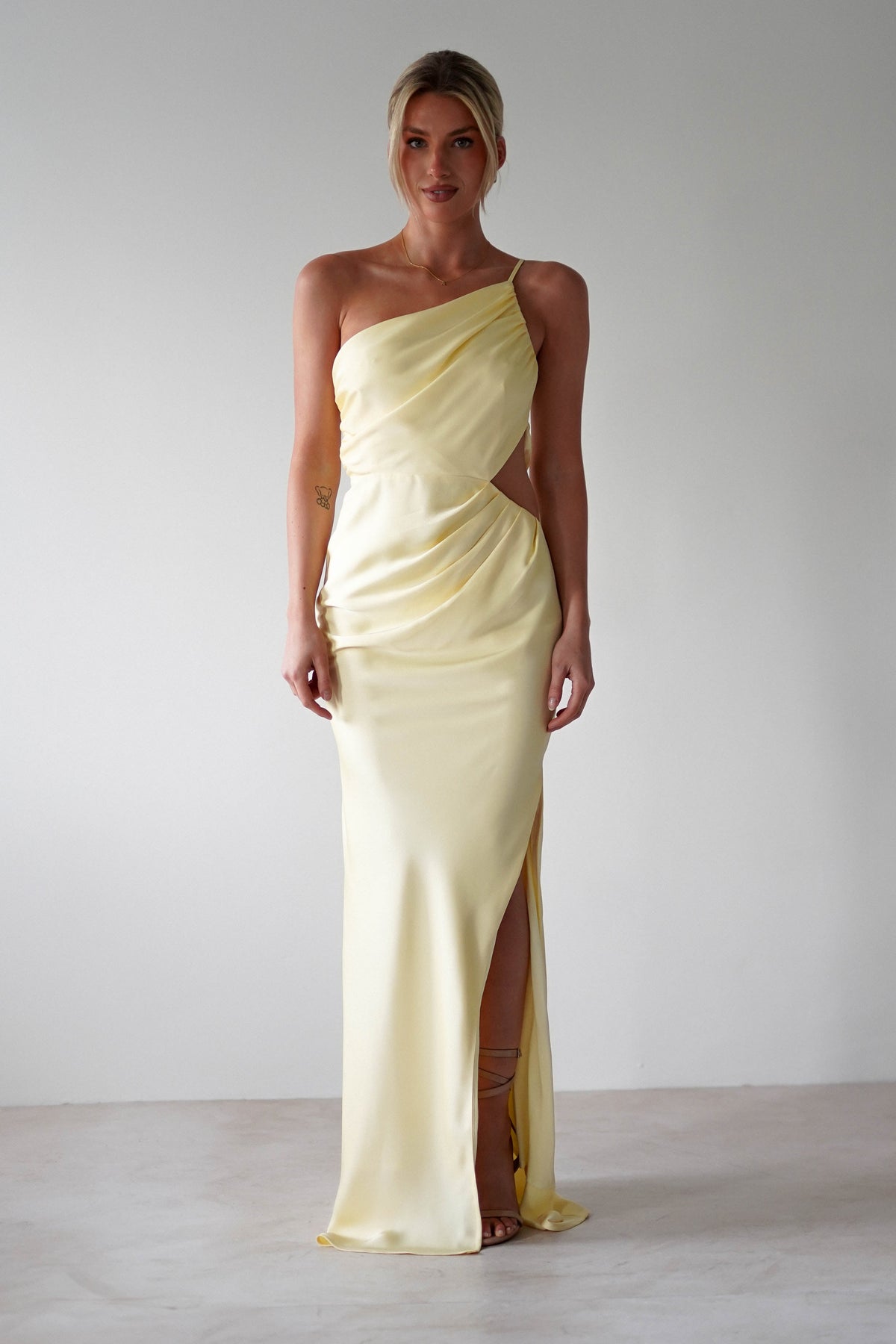 Lyra Soft Matte Satin Maxi Dress | Yellow-Oh Hello Clothing