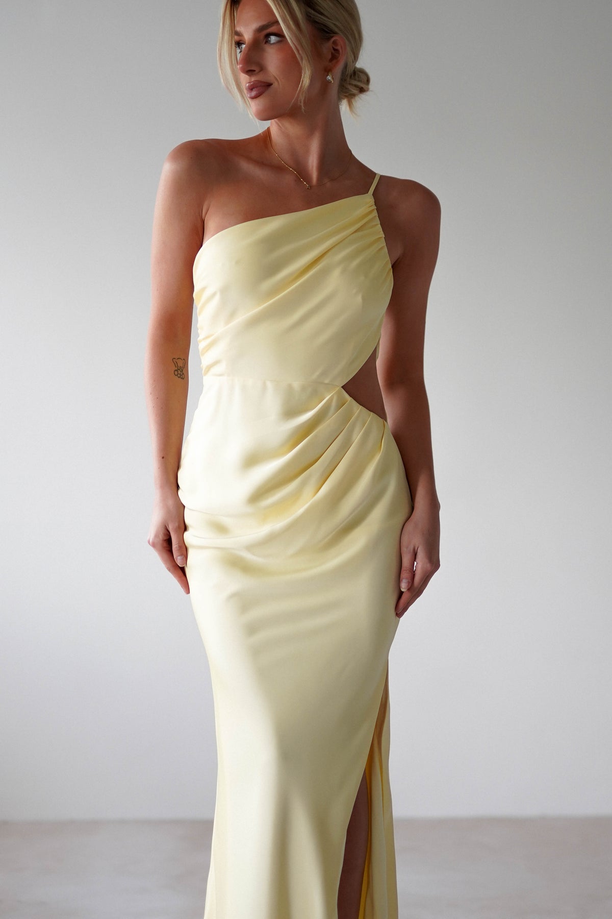 Lyra Soft Matte Satin Maxi Dress | Yellow-Oh Hello Clothing
