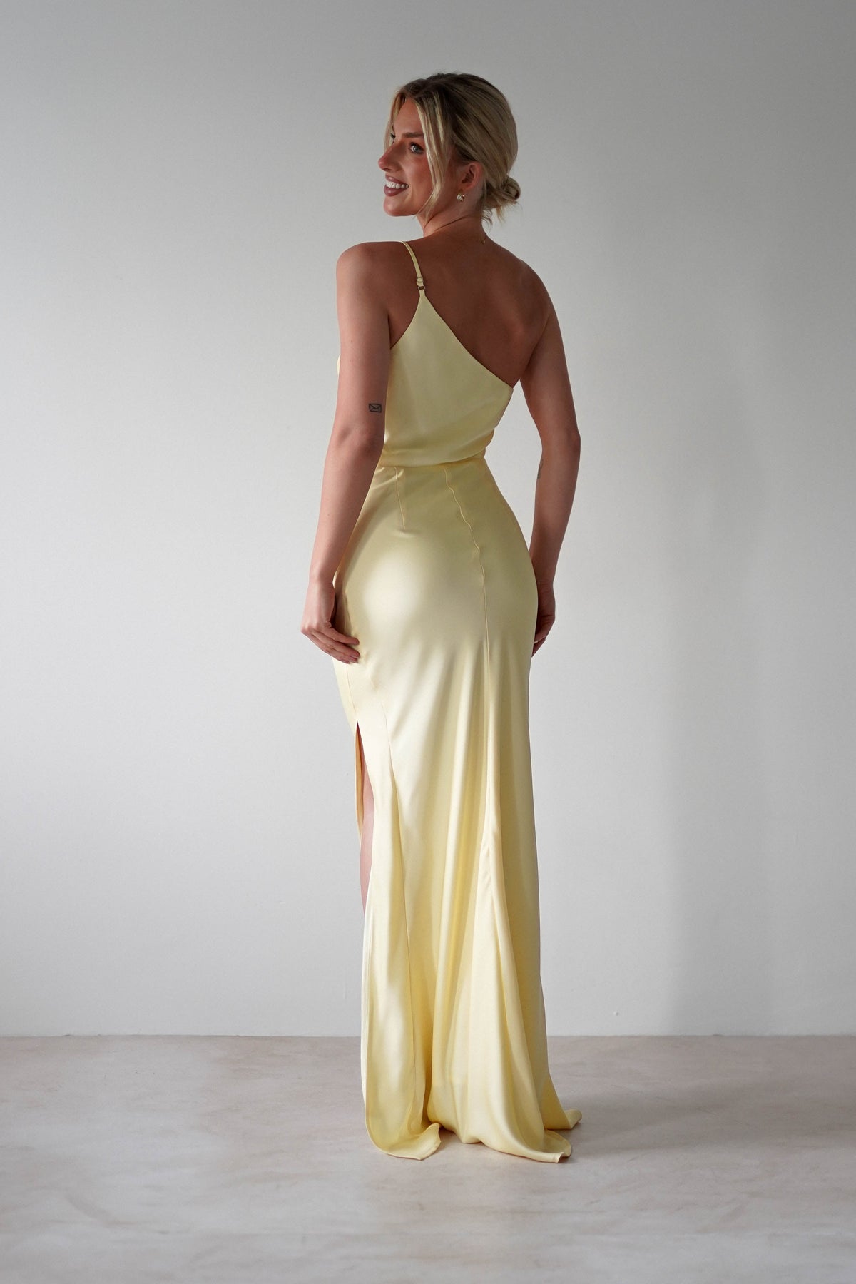 Lyra Soft Matte Satin Maxi Dress | Yellow-Oh Hello Clothing