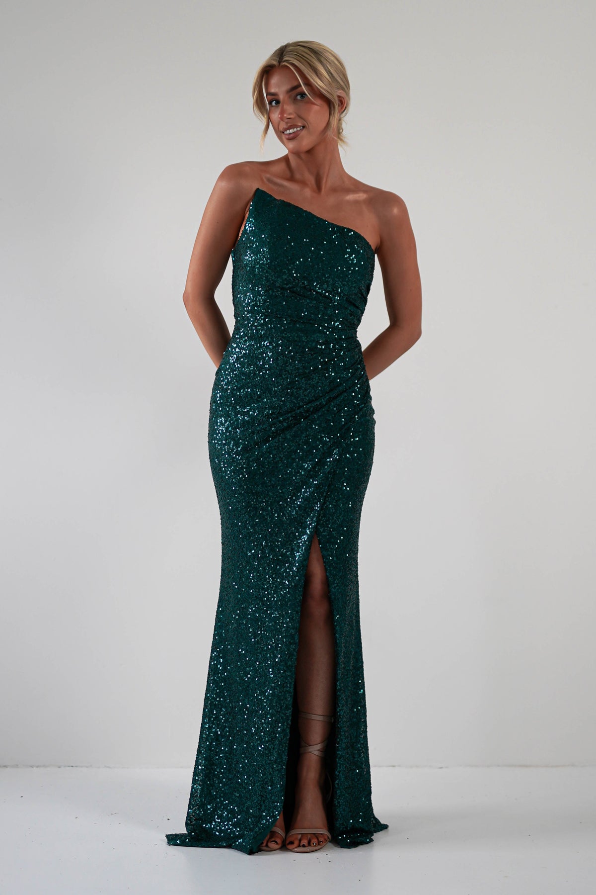 Mabel Strapless Sequin Gown | Emerald Green-Oh Hello Clothing