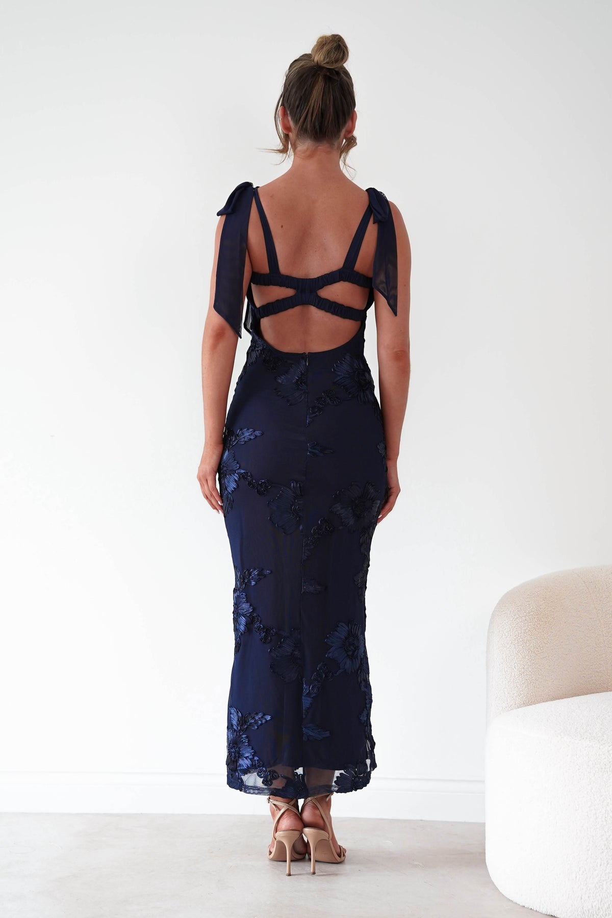 Mahalia Floral Appliqué Maxi Dress | Navy-Oh Hello Clothing