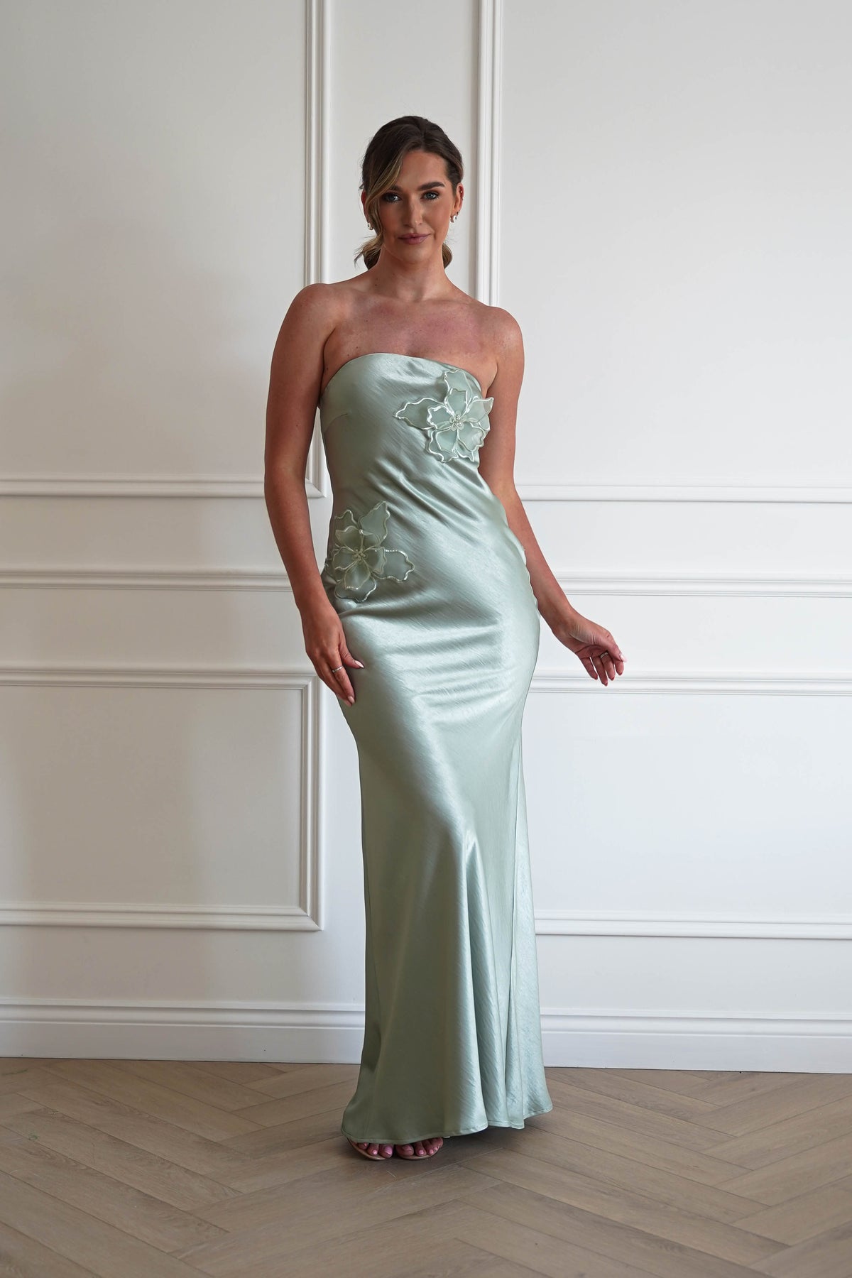 Majella Soft Stain Floral Appliqué Maxi Dress | Sage-Oh Hello Clothing