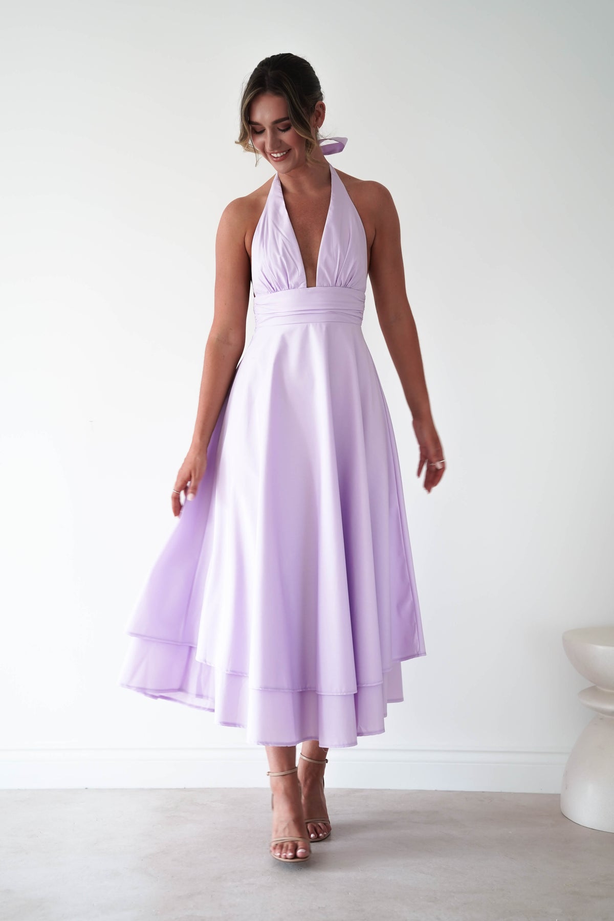 Makaila Halterneck Chiffon Midaxi Dress | Lilac-Oh Hello Clothing