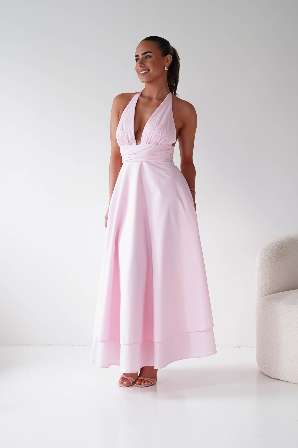 Makaila Halterneck Chiffon Midaxi Dress | Pink-Oh Hello Clothing