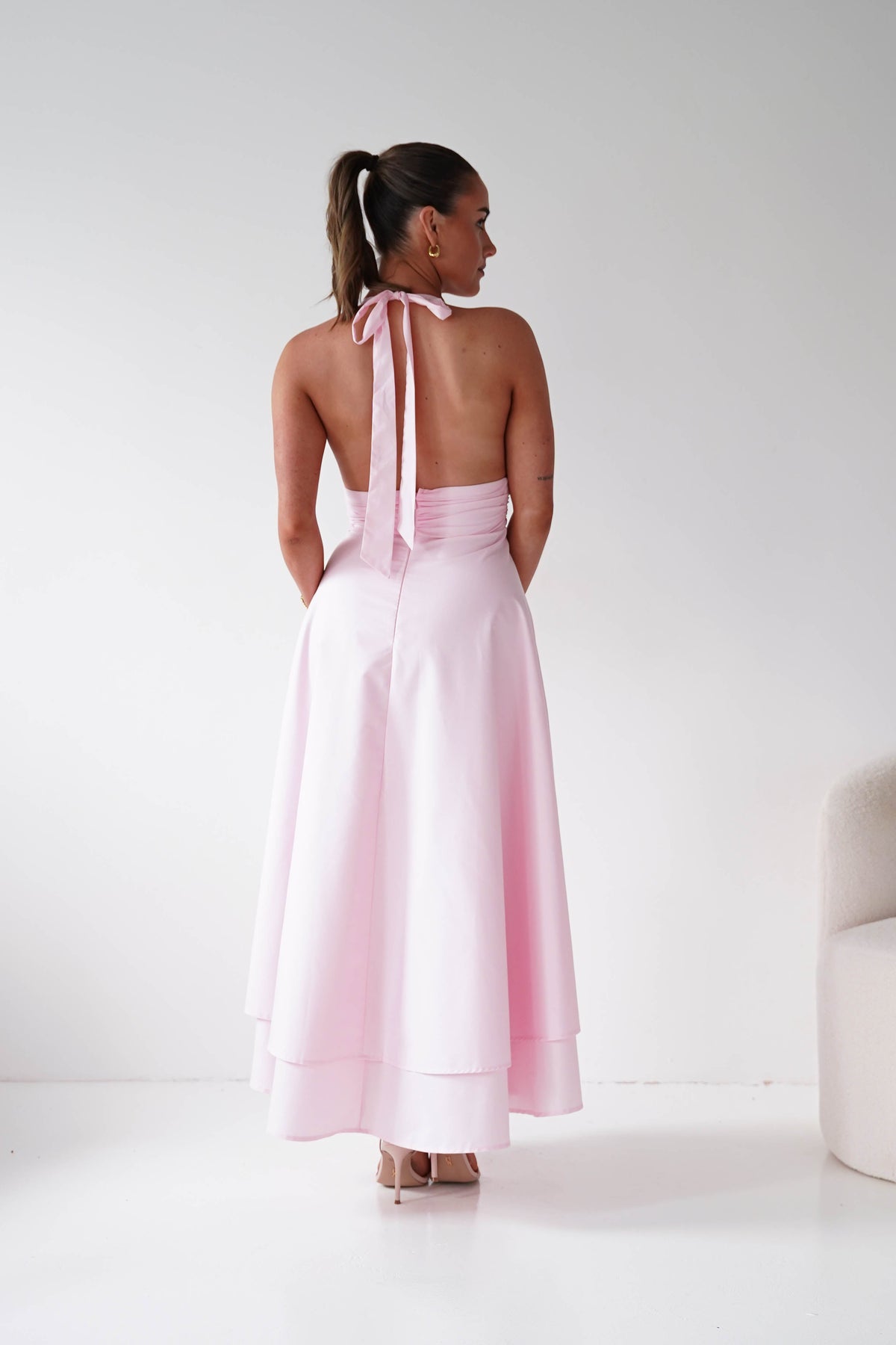 Makaila Halterneck Chiffon Midaxi Dress | Pink-Oh Hello Clothing