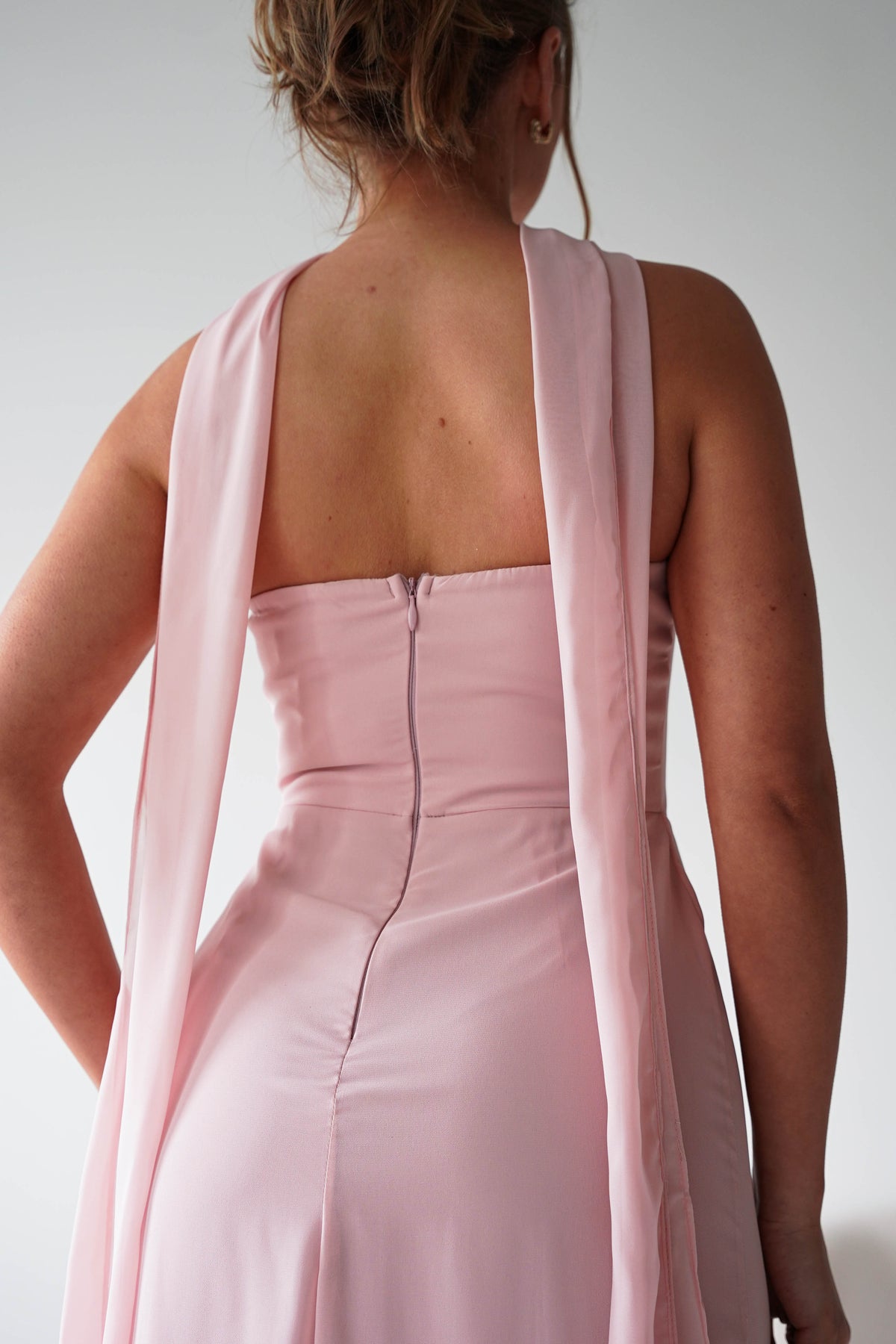 Marcel Strapless Chiffon Maxi Dress | Pink-Oh Hello Clothing