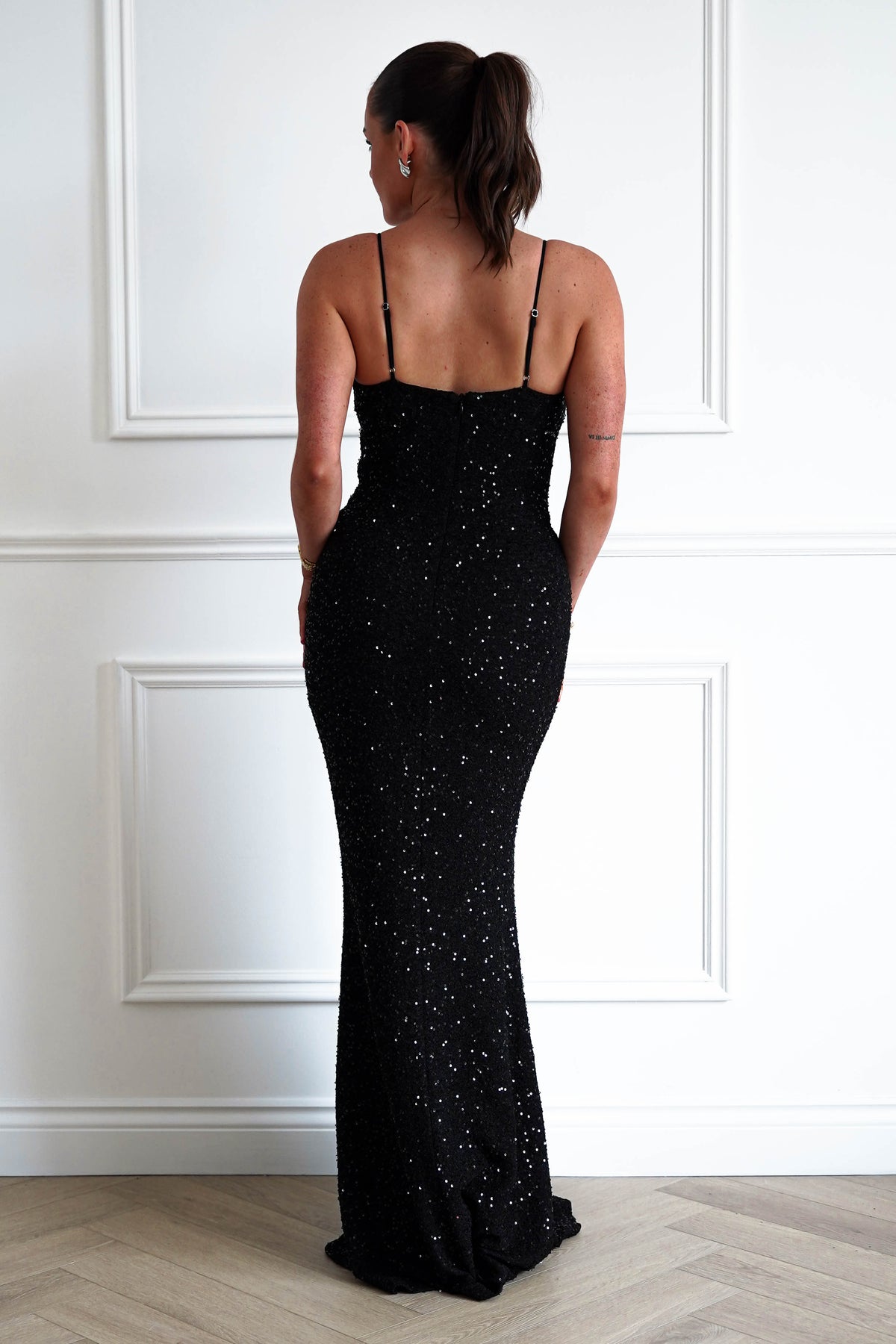 Maria Sequin Bodycon Maxi Gown | Black-Oh Hello Clothing