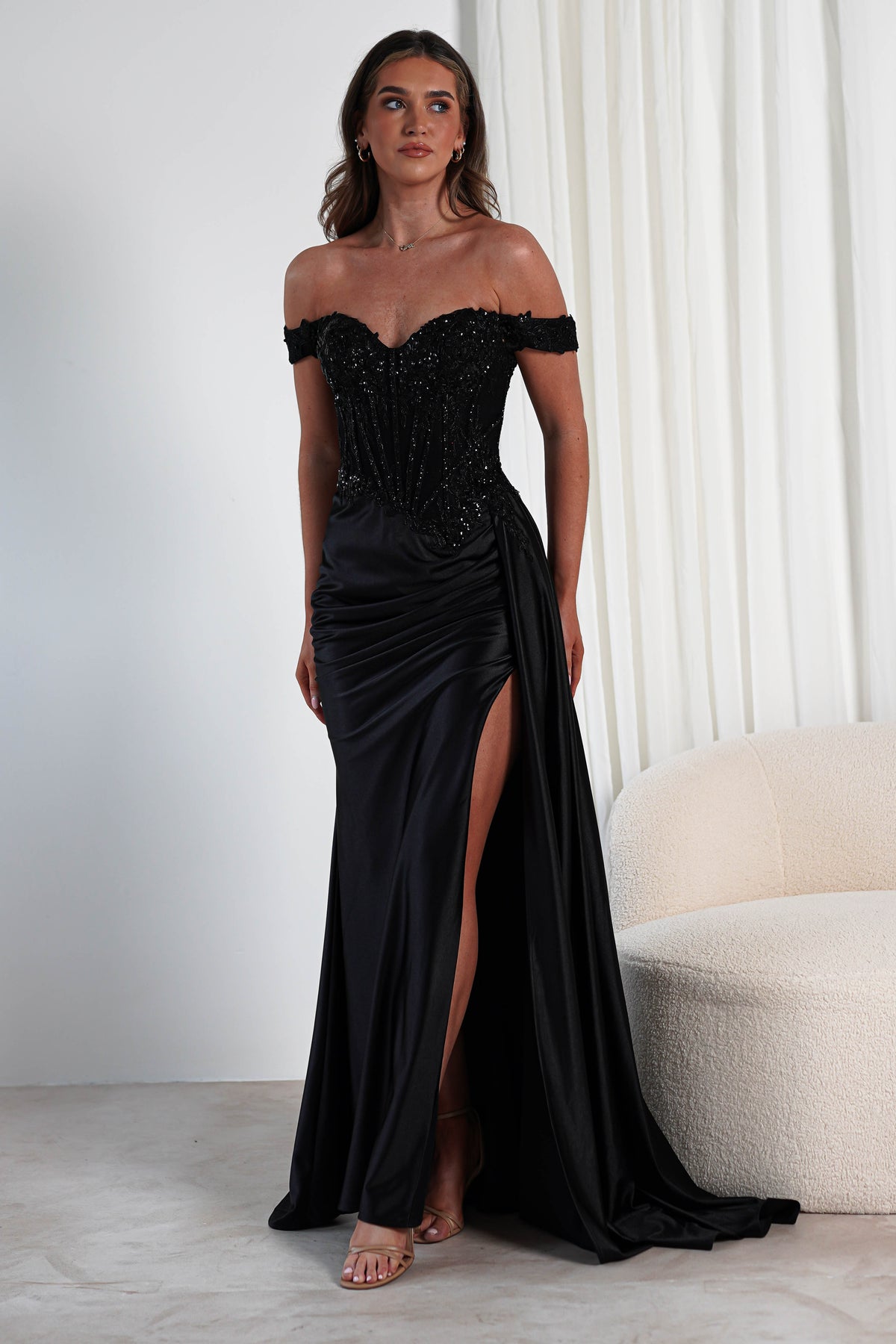 Marsela Lace Bodice Gown | Black-Oh Hello Clothing