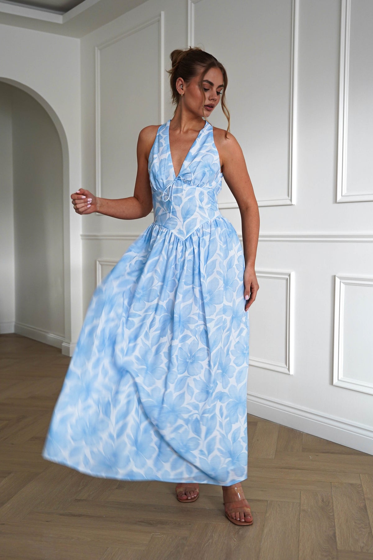 Martha Floral Halterneck Maxi Dress | Blue-Oh Hello Clothing