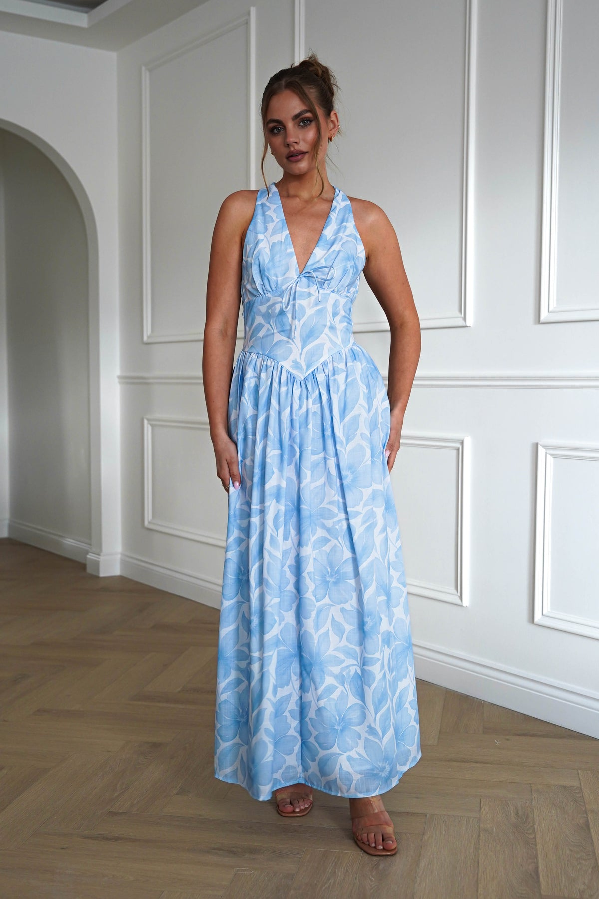 Martha Floral Halterneck Maxi Dress | Blue-Oh Hello Clothing