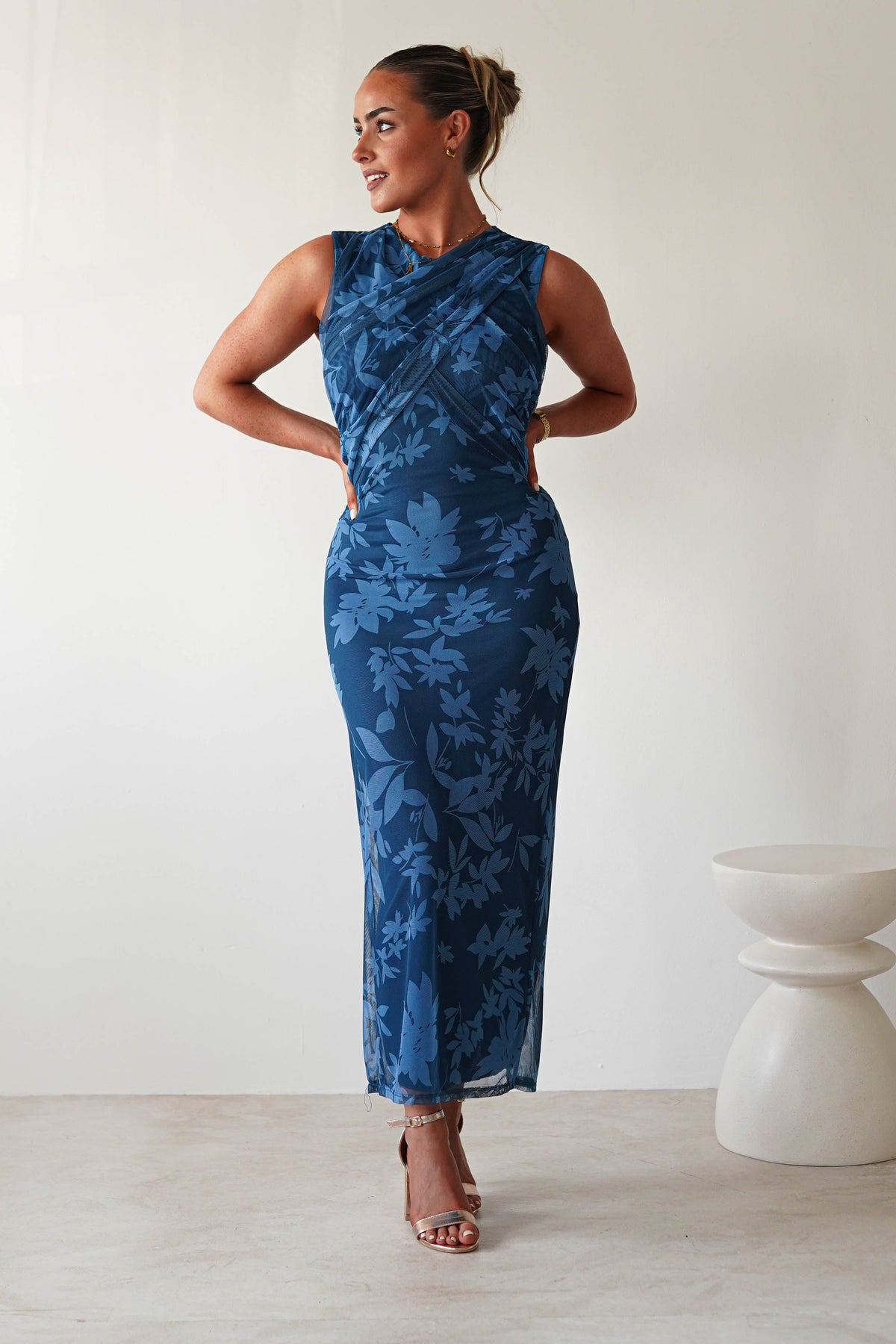 Meadow Floral Mesh Midi Dress | Blue-Oh Hello Clothing