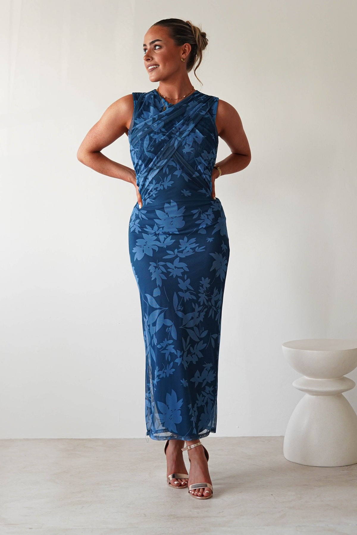 Meadow Floral Mesh Midi Dress | Blue-Oh Hello Clothing