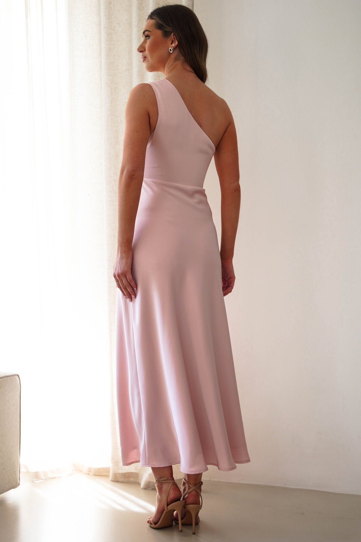 Meera Soft Matte Satin Midaxi Dress | Blush Pink-Oh Hello Clothing