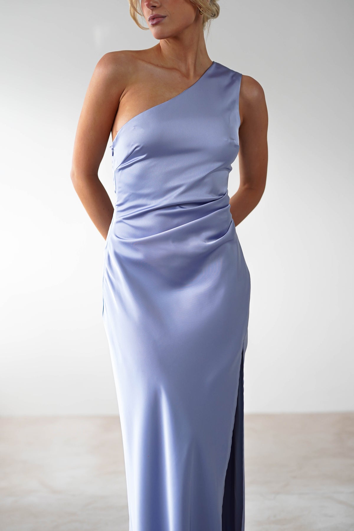 Meera Soft Matte Satin Midaxi Dress | Periwinkle Blue-Oh Hello Clothing