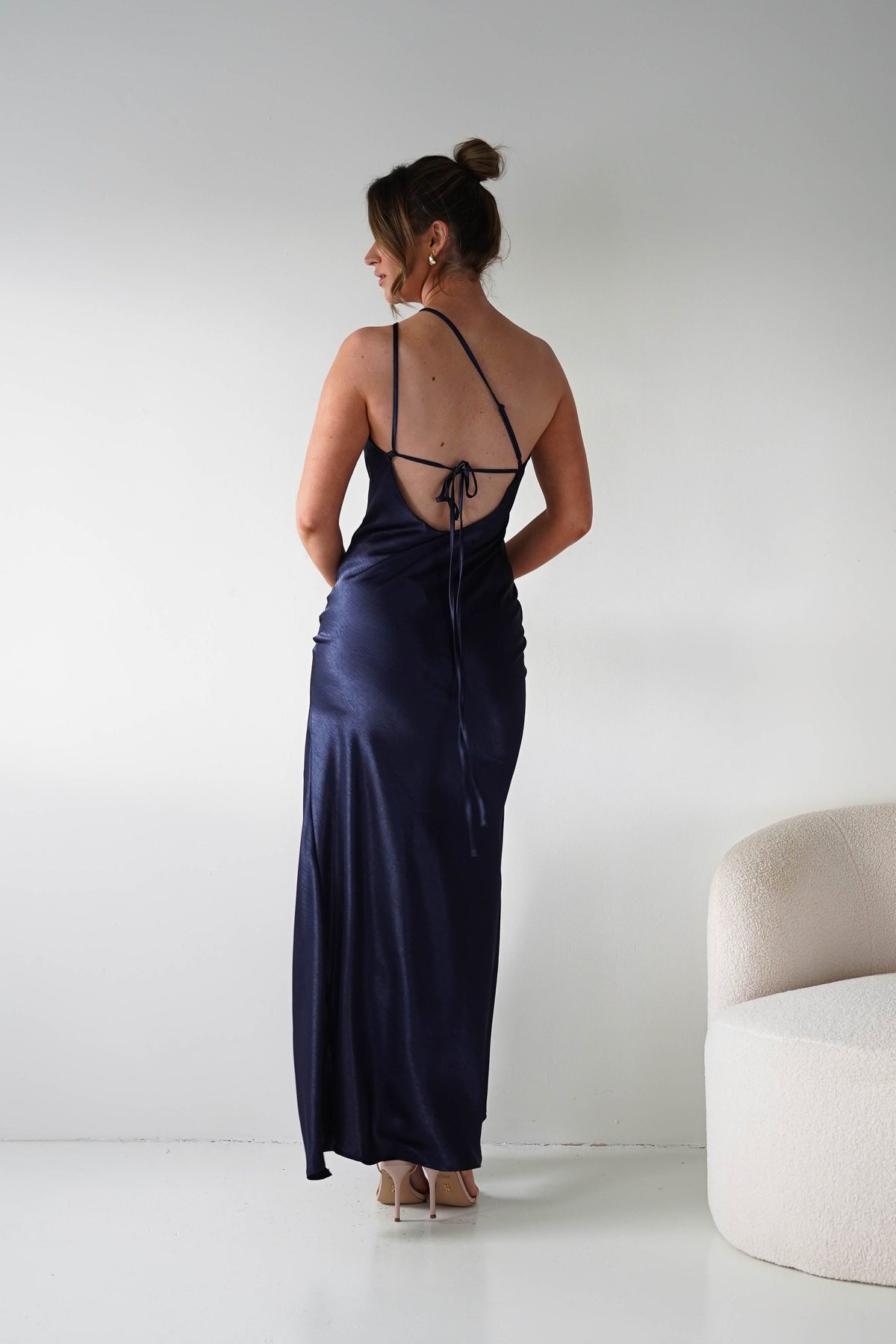 Meteora Soft Satin Maxi Dress | Navy-Oh Hello Clothing