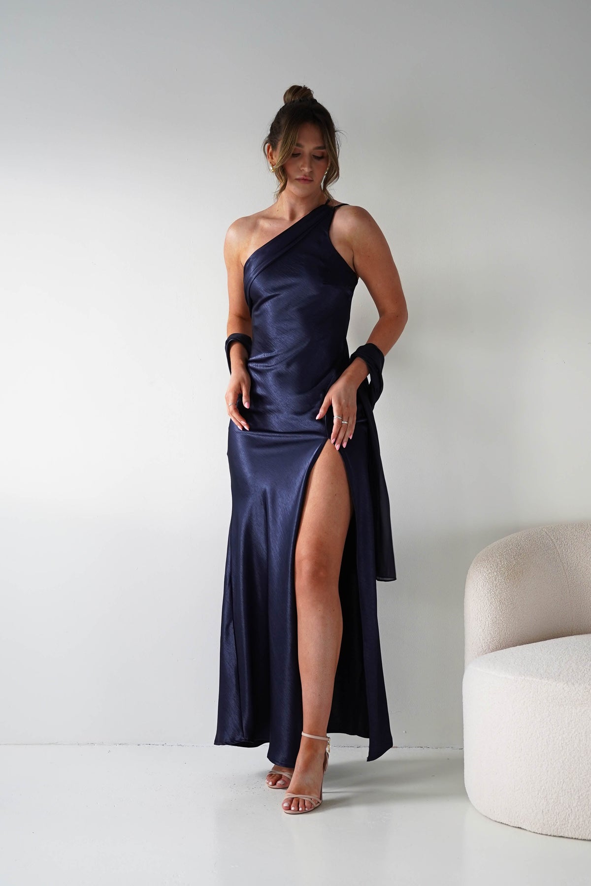 Meteora Soft Satin Maxi Dress | Navy-Oh Hello Clothing