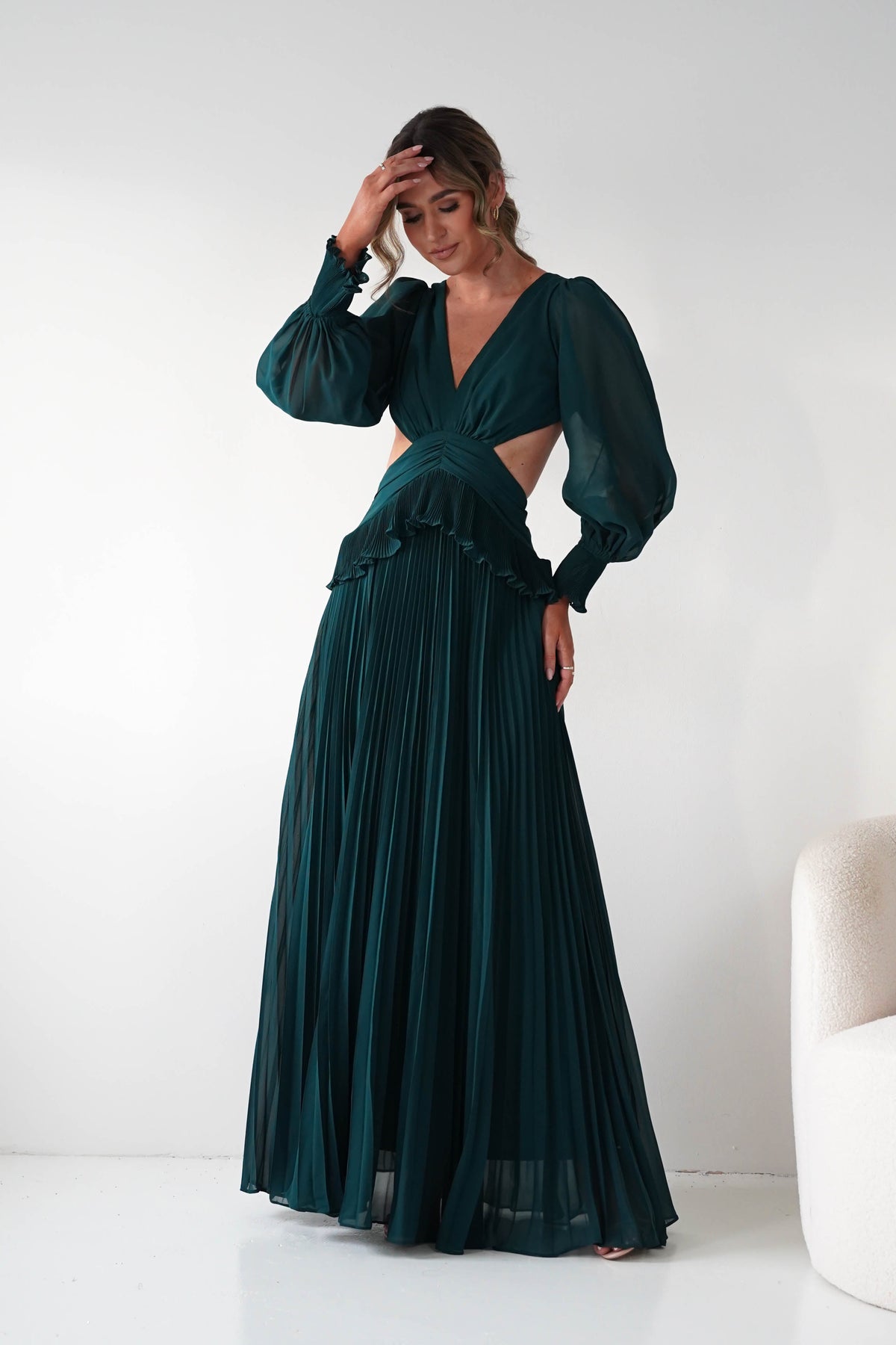 Middleton Pleated Maxi Dress | Forest Green-Oh Hello Clothing