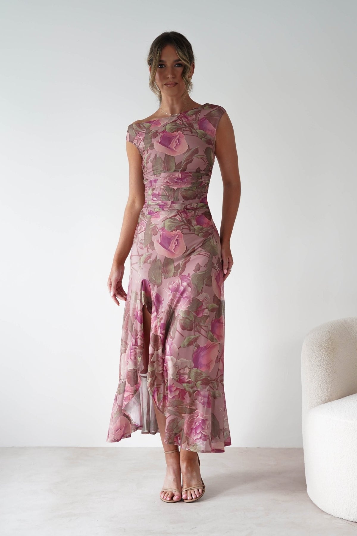Milla Mesh Floral Bodycon Maxi Dress | Blush-Oh Hello Clothing