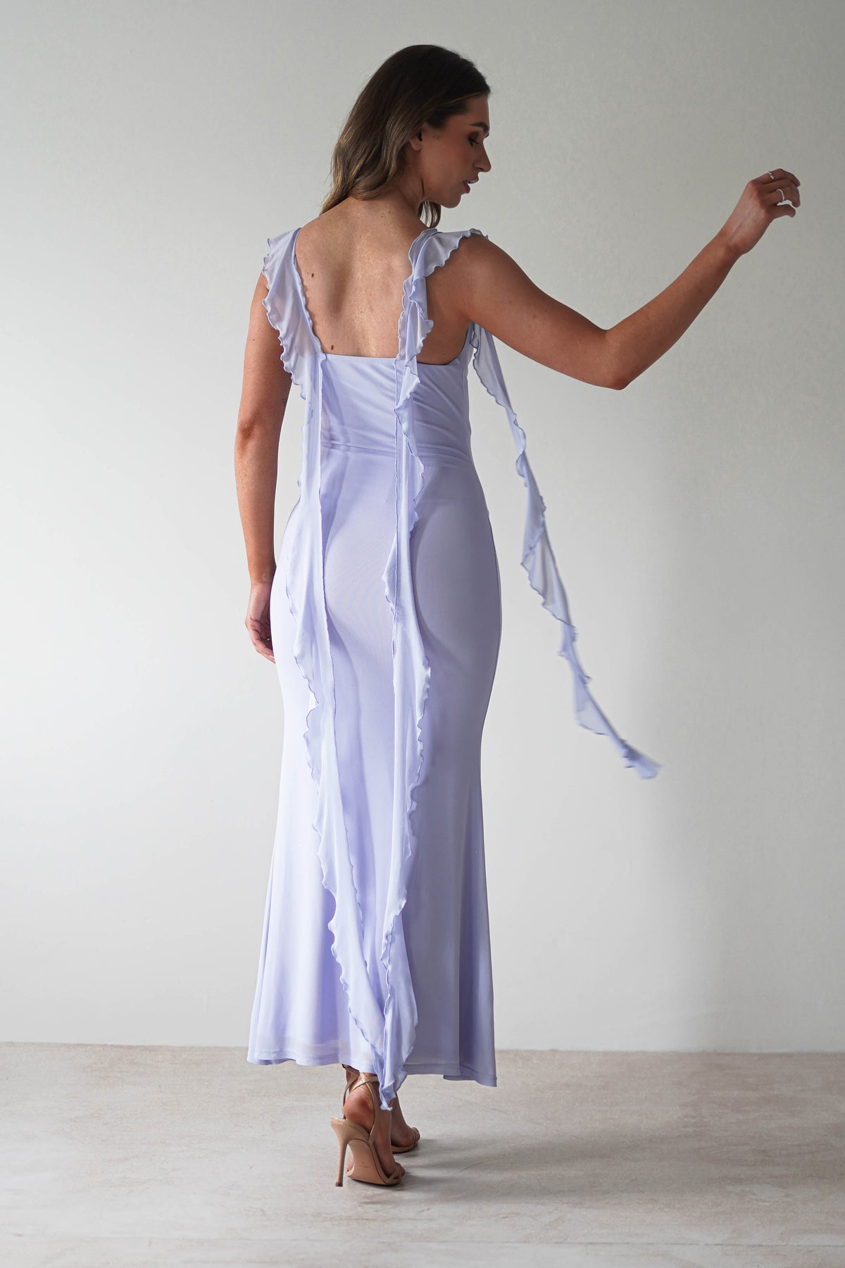 Miranda Ruffle Midaxi Dress | Dusty Blue-Oh Hello Clothing
