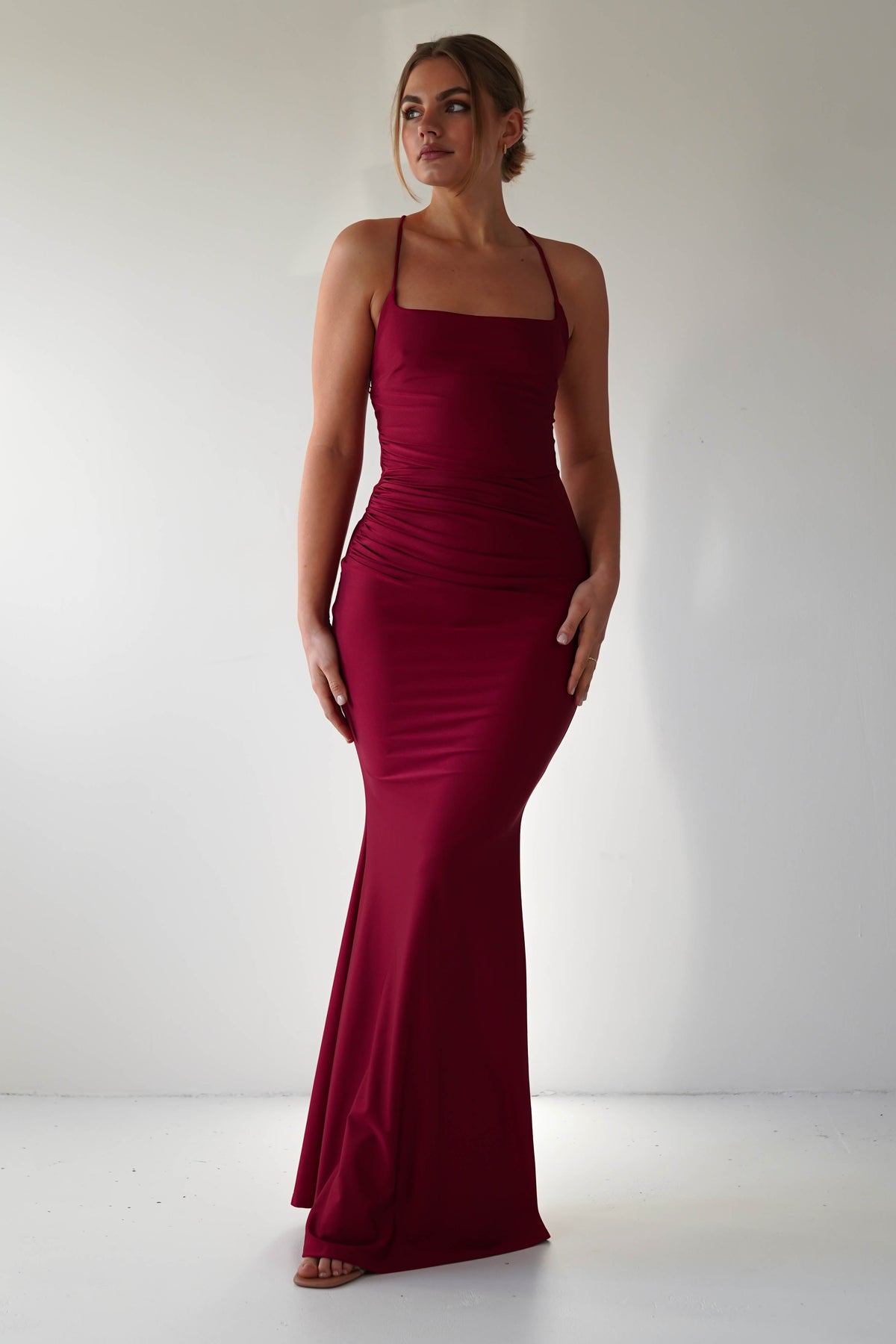 Monette Bodycon Maxi Gown | Burgundy-Oh Hello Clothing