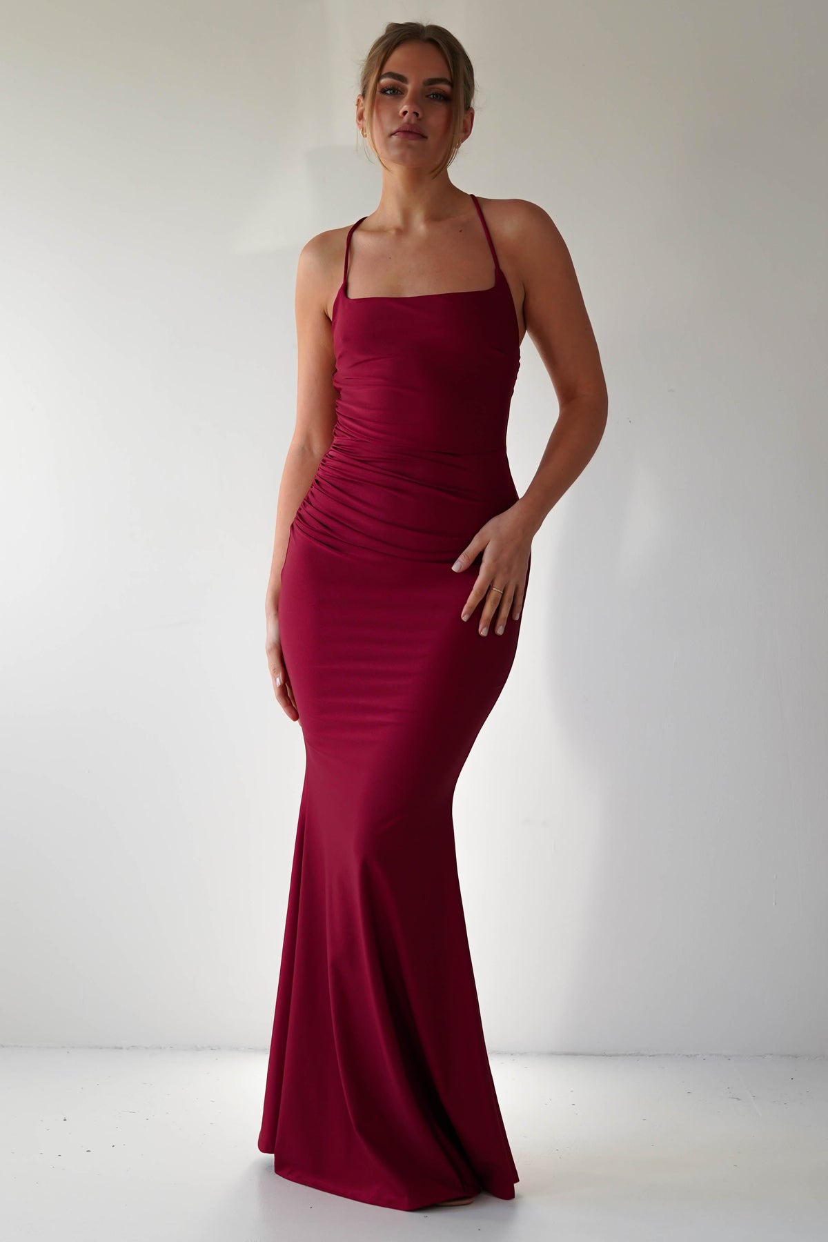 Monette Bodycon Maxi Gown | Burgundy-Oh Hello Clothing