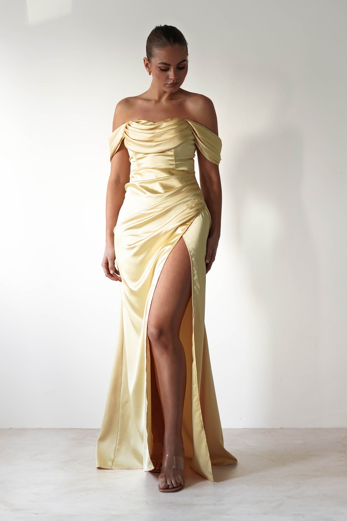 Monica Off The Shoulder Gown | Yellow-Oh Hello Clothing