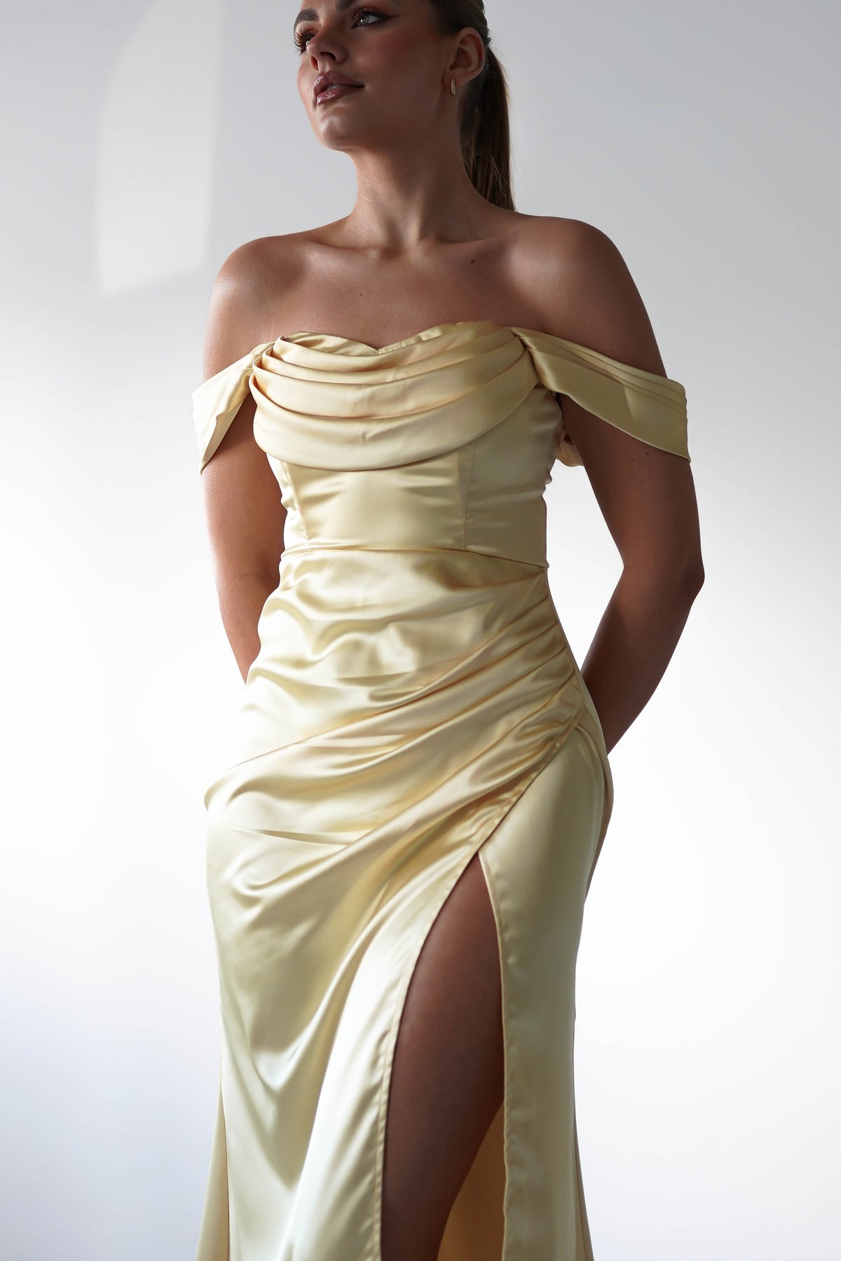 Monica Off The Shoulder Gown | Yellow-Oh Hello Clothing