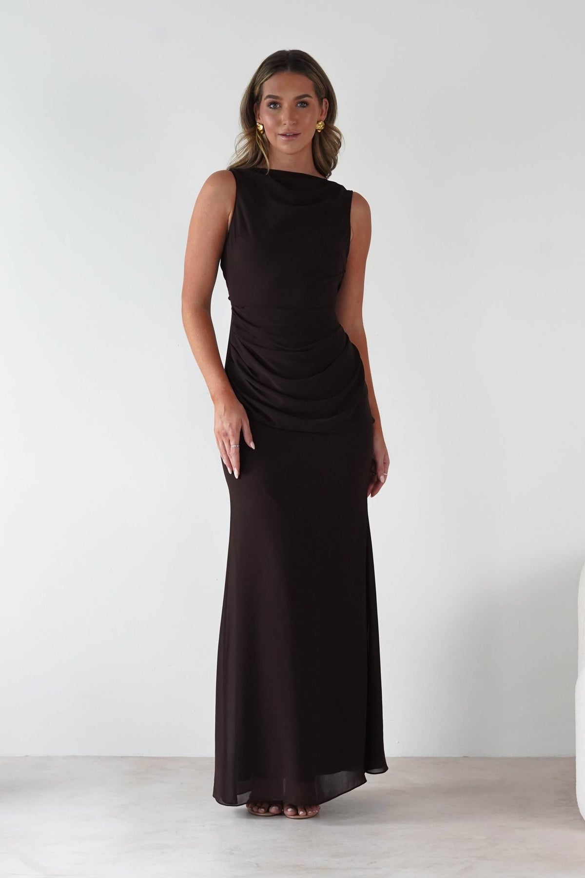 Montana Chiffon Maxi Dress | Brown-Oh Hello Clothing