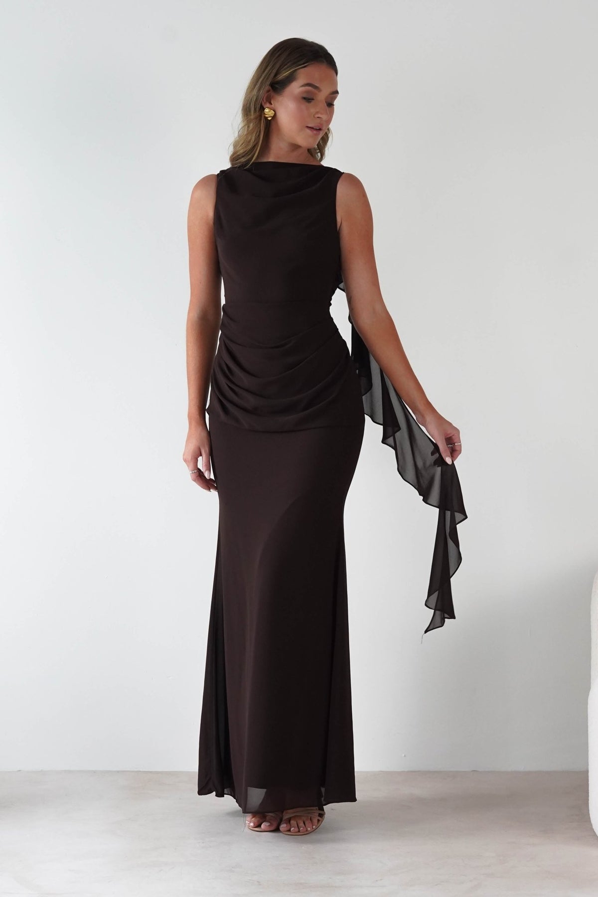 Montana Chiffon Maxi Dress | Brown-Oh Hello Clothing