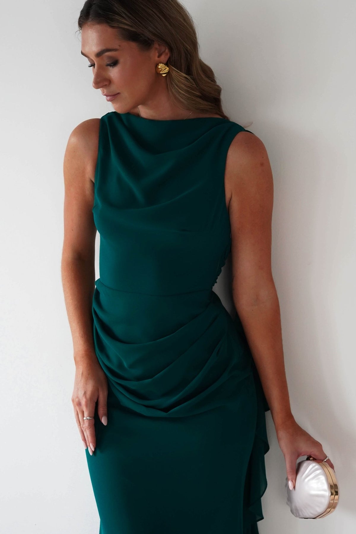 Montana Chiffon Maxi Dress | Emerald Green-Oh Hello Clothing