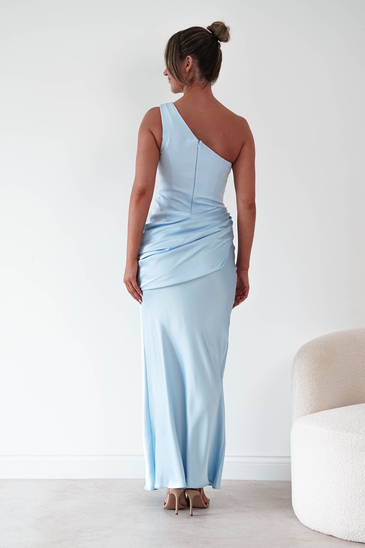 Nadalia One Shoulder Satin Maxi Dress | Blue-Oh Hello Clothing