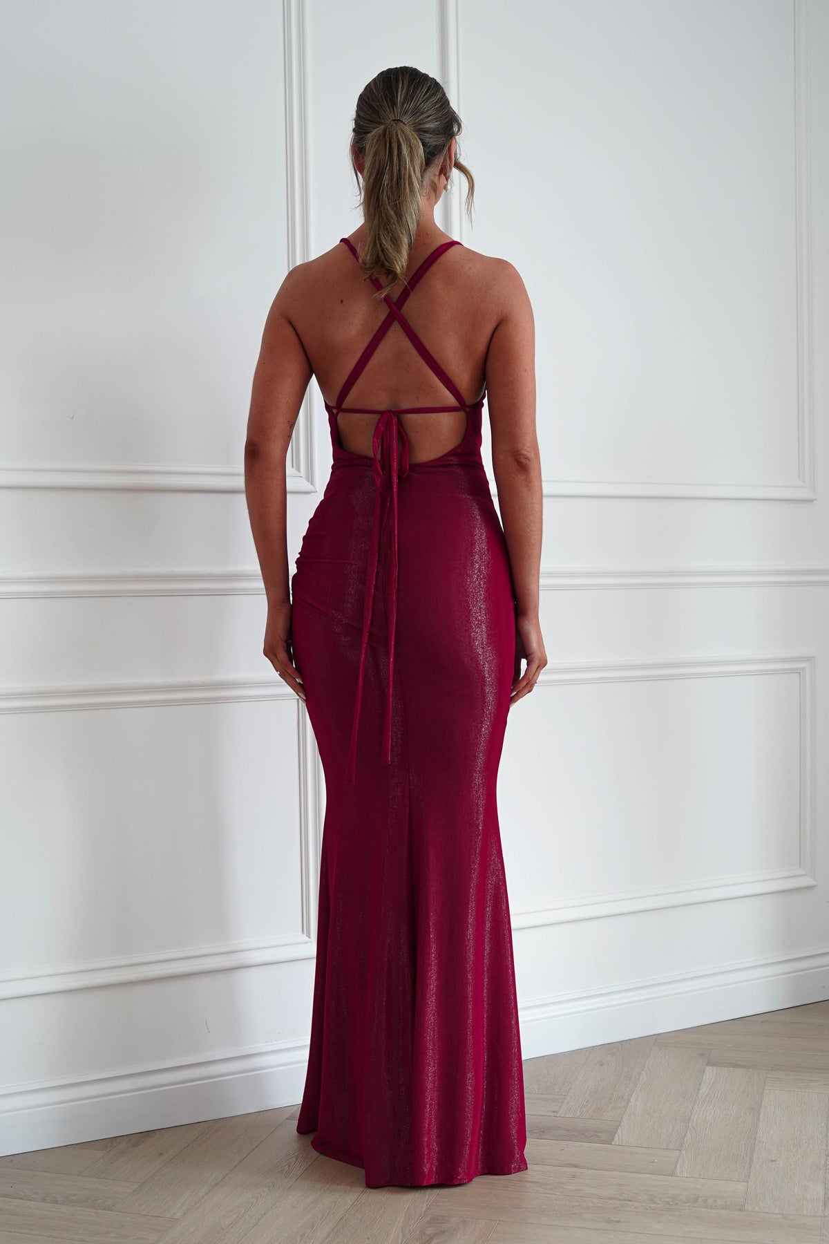 Naya Ruched Cowl Neck Maxi Dress | Red-Oh Hello Clothing