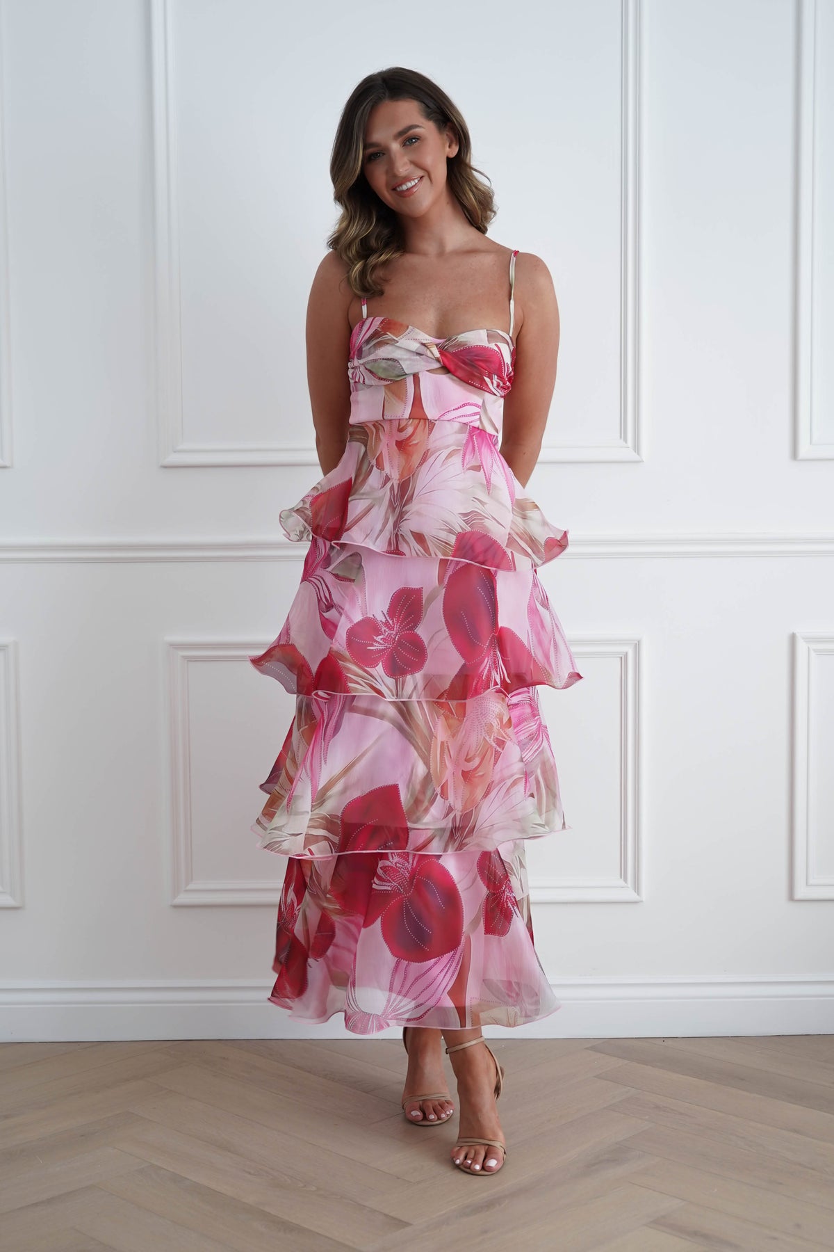 nelly maxi dress Pink Floral Wedding Guest | size:UK 8 $25 - $50 Dry clean only lace: Dresses For Women