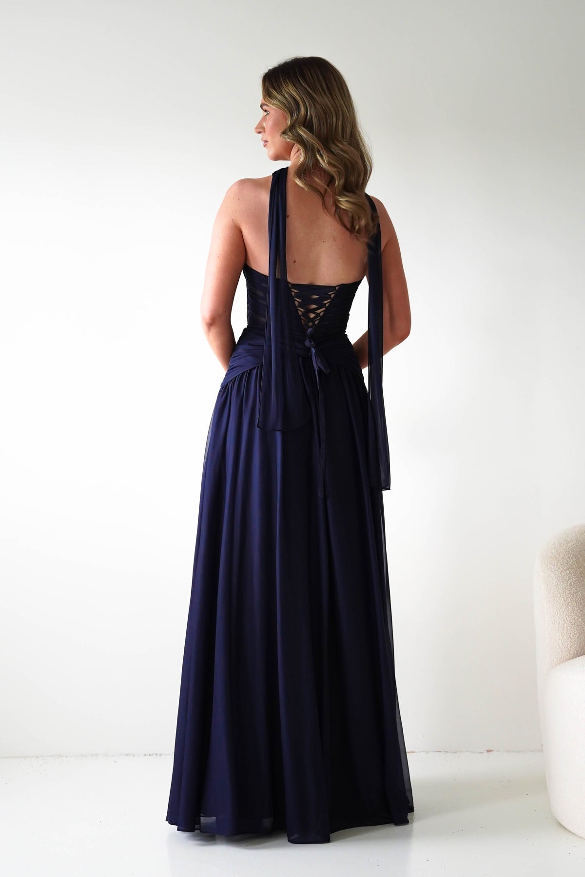 Nicolette Strapless Chiffon Maxi Gown | Navy-Oh Hello Clothing