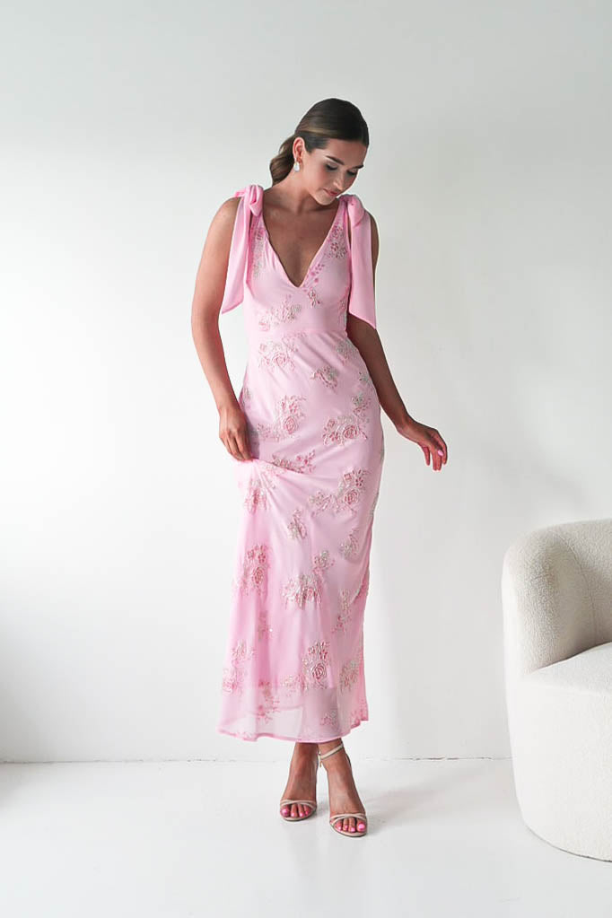 Noah Floral Embellished Maxi Dress | Pink-Oh Hello Clothing