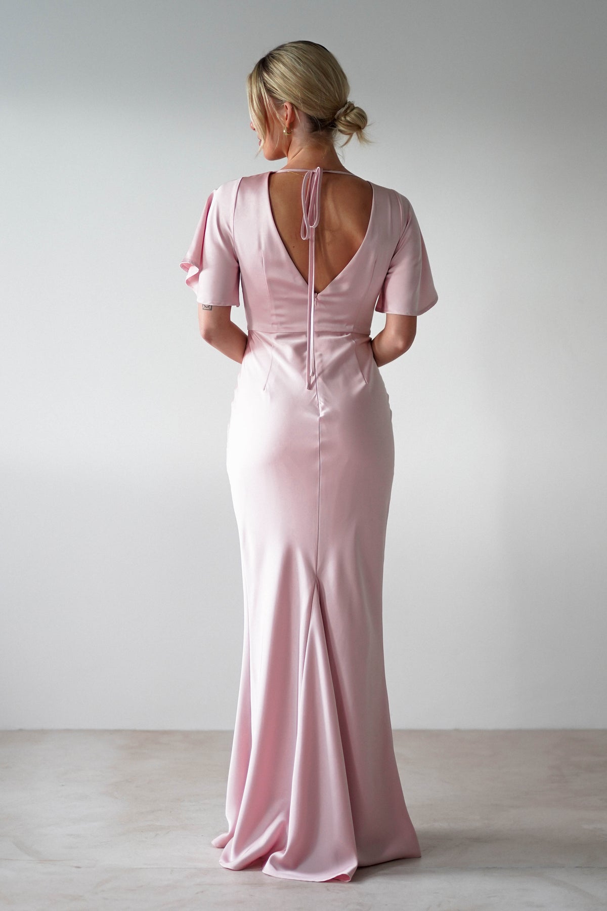 Olivia Soft Matte Satin Maxi Dress | Blush Pink-Oh Hello Clothing