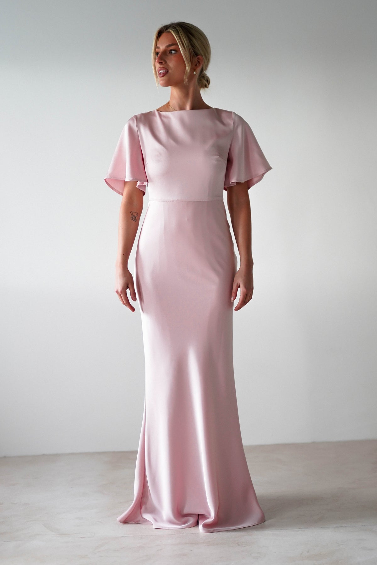 Olivia Soft Matte Satin Maxi Dress | Blush Pink-Oh Hello Clothing